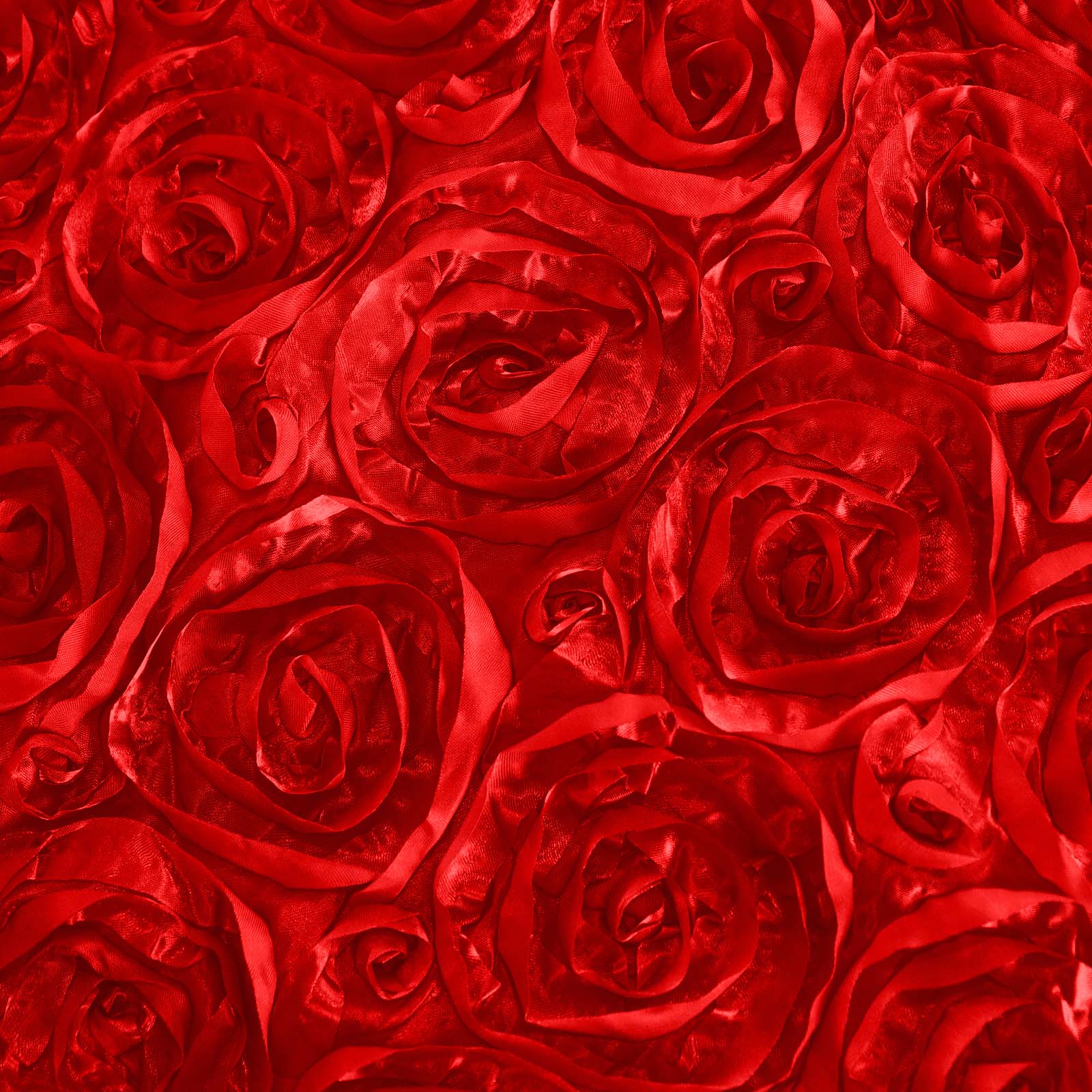 Satin Rectangle Tablecloth 90"x132" Red - Grandiose 3D Rosette Table Cover - Image 8