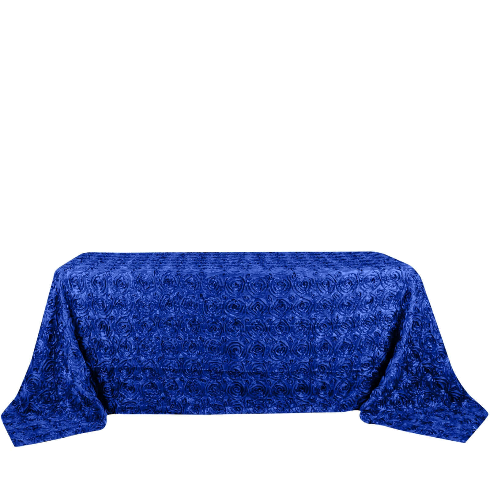Satin Rectangle Tablecloth 90"x132" Royal Blue - Grandiose 3D Rosette Table Cover - Image 6