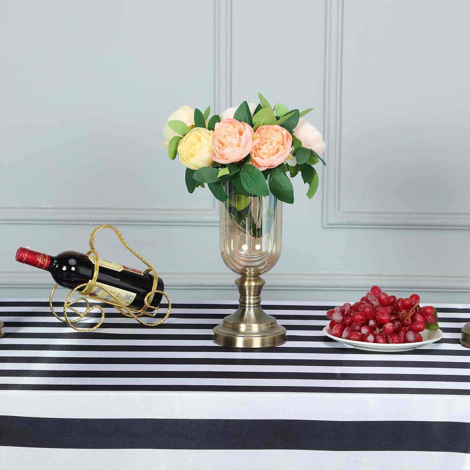 Satin Rectangle Tablecloth 90"x156" Black/White Striped Design - Durable & Seamless Table Cover - Image 6