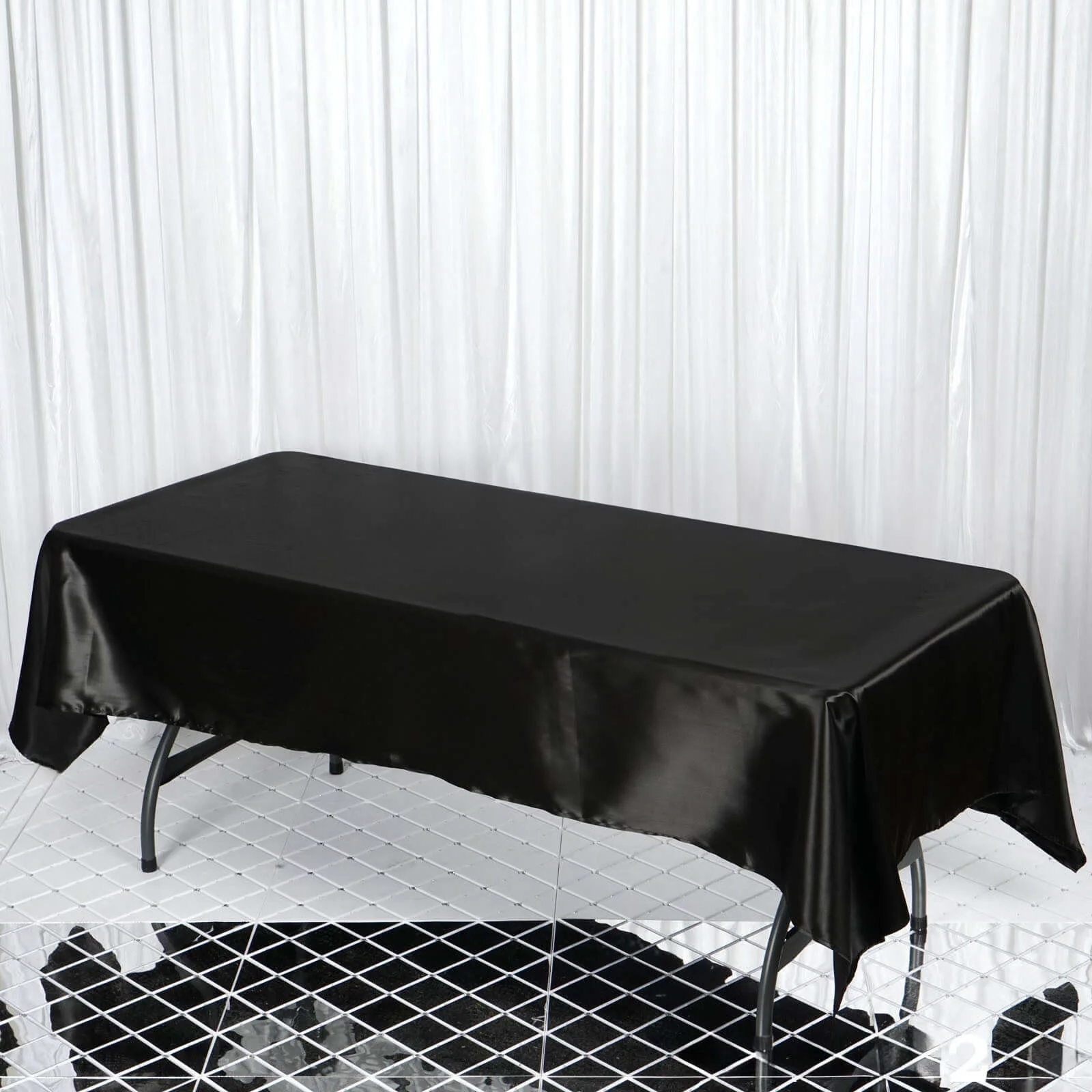 Satin Rectangular Tablecloth 60"x102" Black - Wrinkle-Resistant and Durable Table Cover for Exquisite Weddings & Events