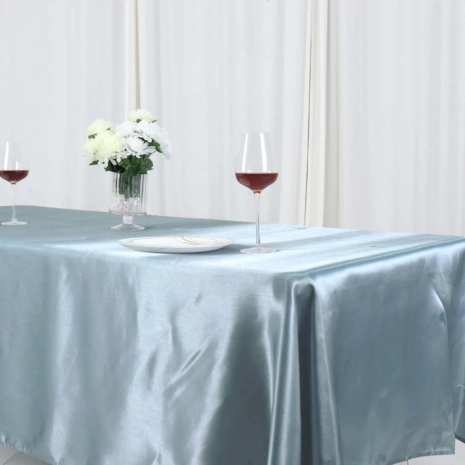 Satin Rectangular Tablecloth 60"x102" Dusty Blue - Wrinkle-Resistant & Durable Table Cover - Image 10