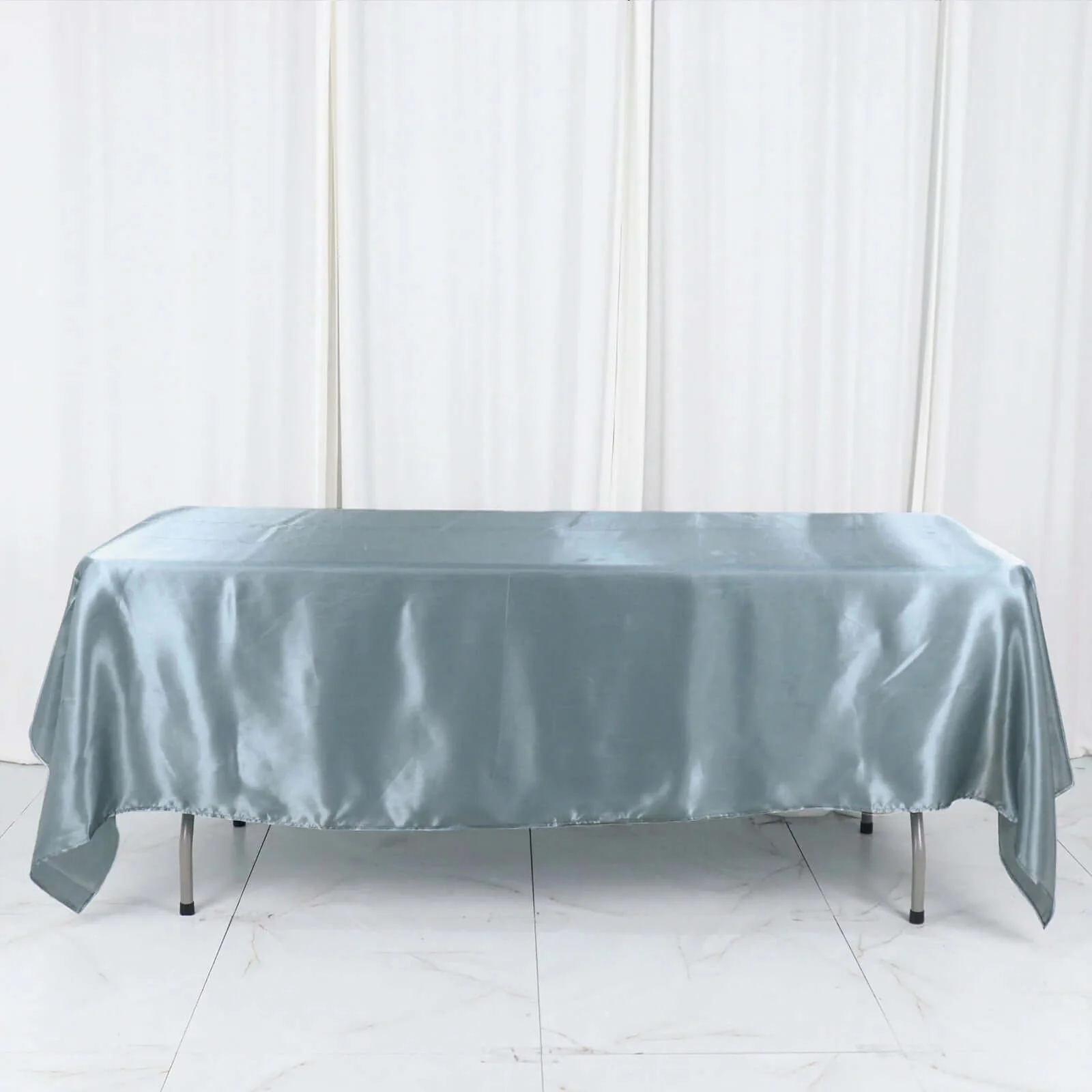 Satin Rectangular Tablecloth 60"x102" Dusty Blue - Wrinkle-Resistant & Durable Table Cover - Image 5