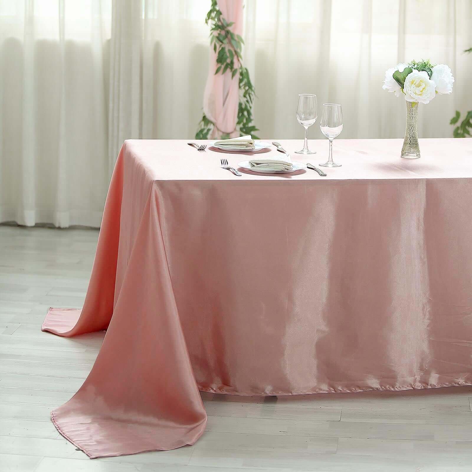 Satin Rectangular Tablecloth 60"x102" Dusty Rose - Wrinkle-Resistant & Durable Table Cover - Image 7