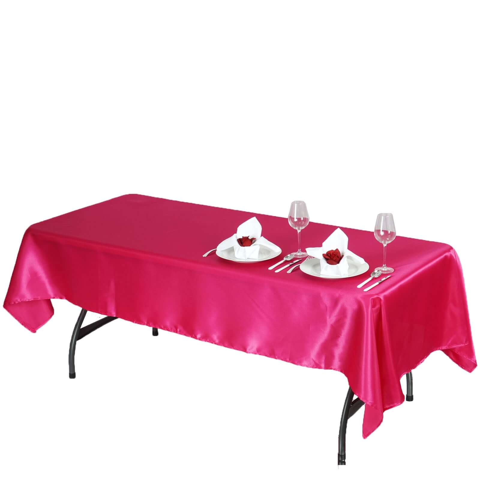 Satin Rectangular Tablecloth 60"x102" Fuchsia - Wrinkle-Resistant & Durable Table Cover - Image 6