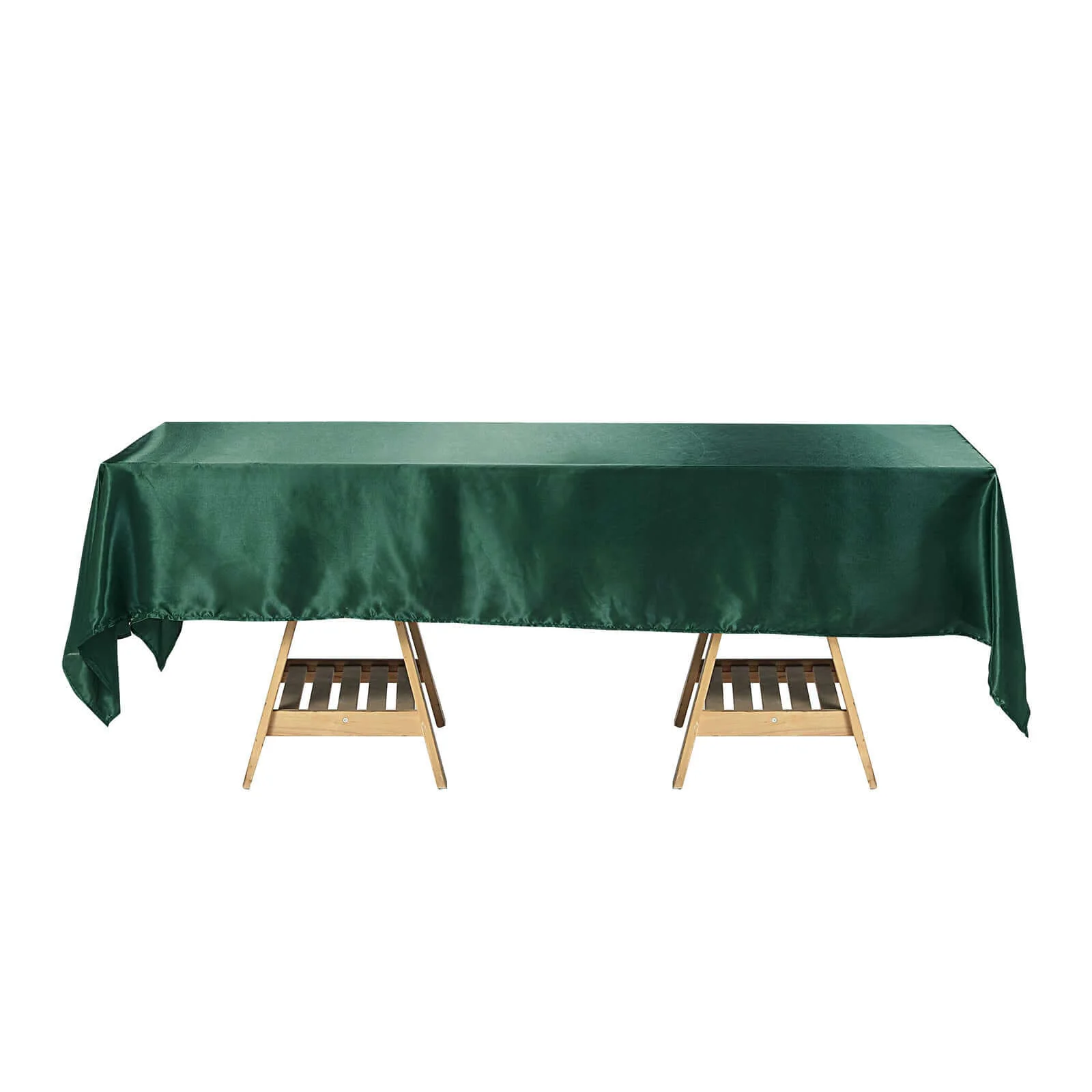 Satin Rectangular Tablecloth 60"x102" Hunter Emerald Green - Wrinkle-Resistant & Durable Table Cover - Image 5