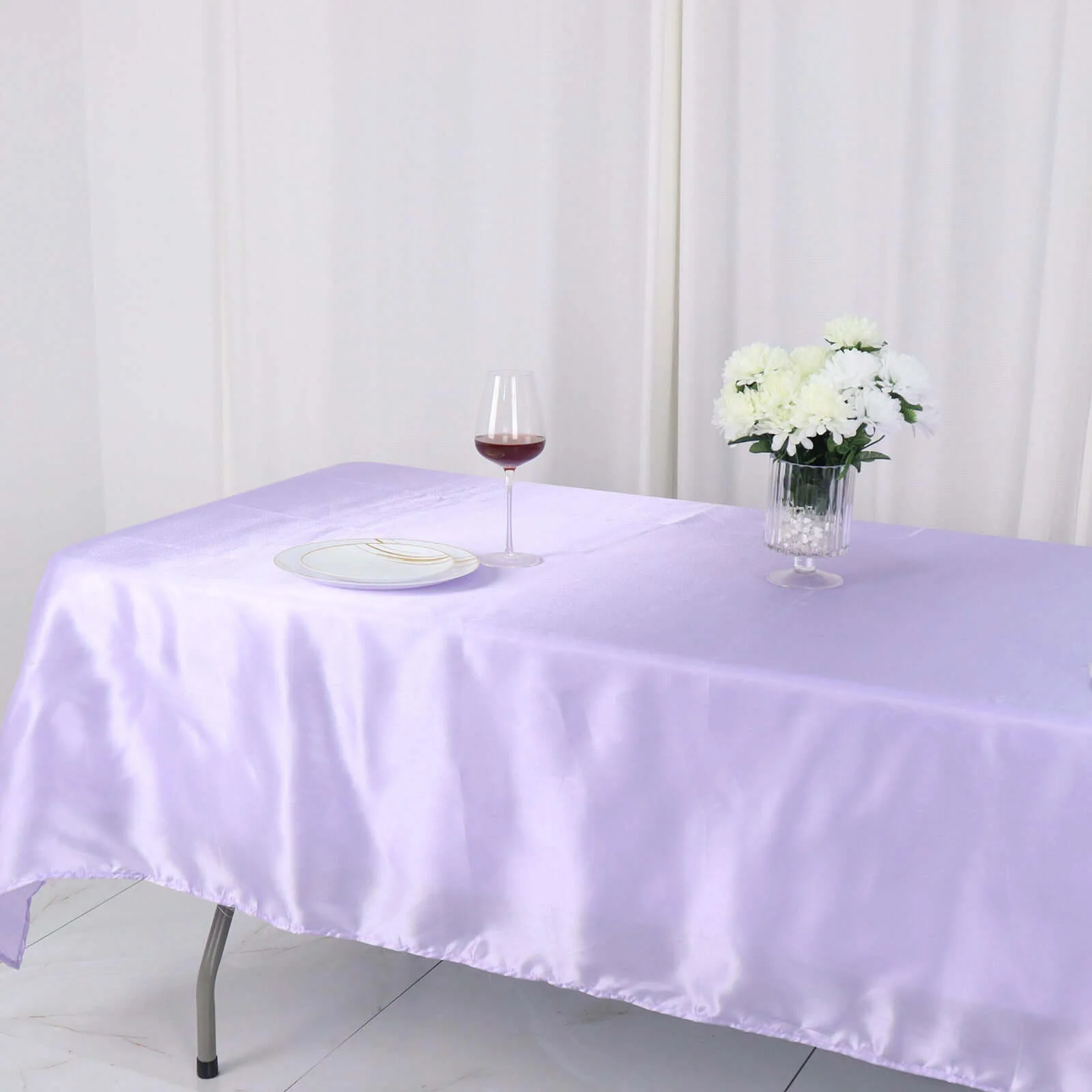Satin Rectangular Tablecloth 60"x102" Lavender Lilac - Wrinkle-Resistant & Durable Table Cover - Image 2