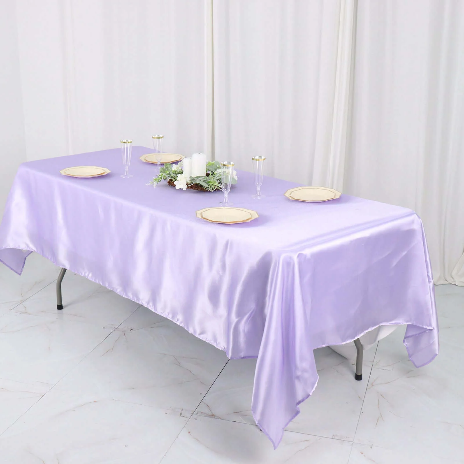 Satin Rectangular Tablecloth 60"x102" Lavender Lilac - Wrinkle-Resistant & Durable Table Cover - Image 3
