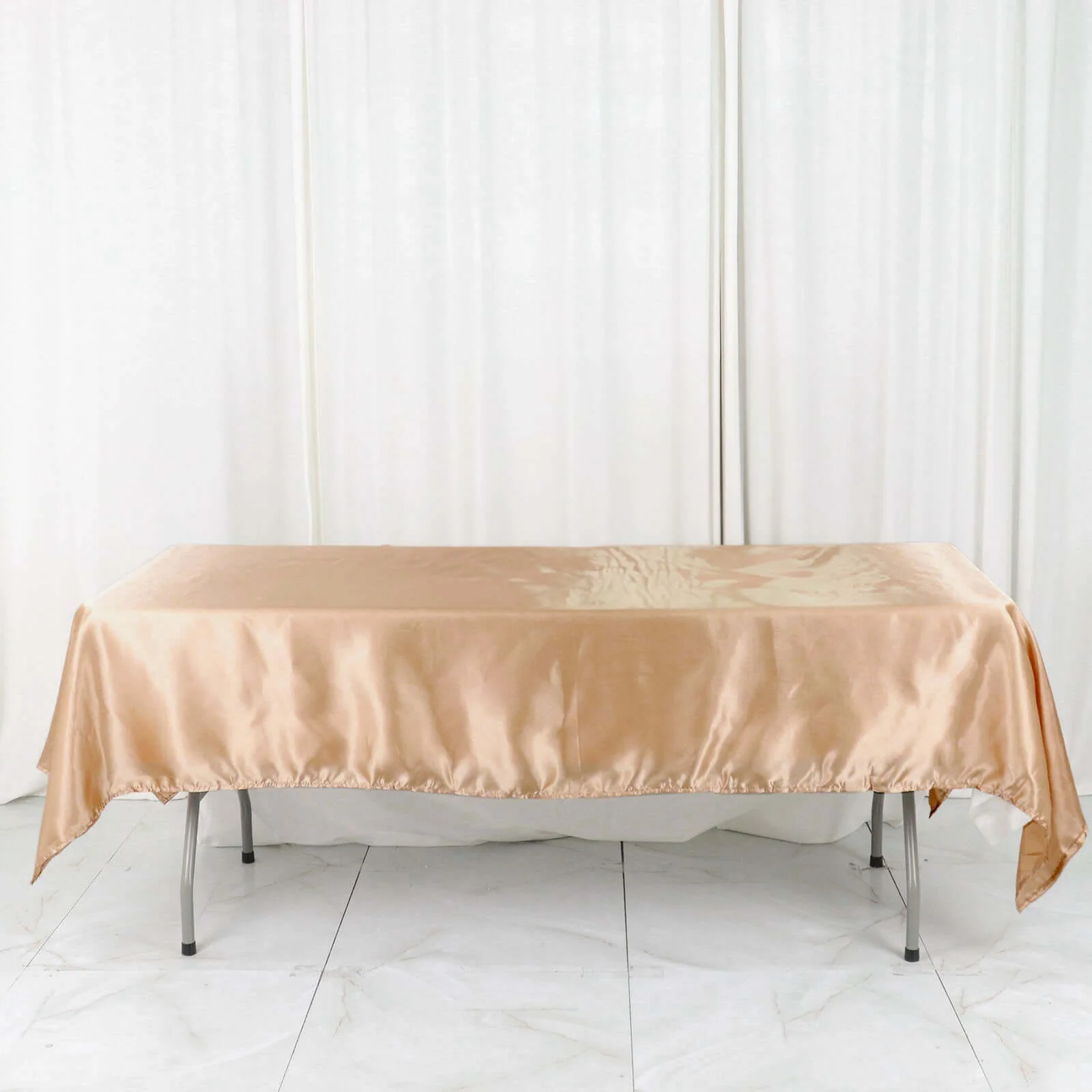 Satin Rectangular Tablecloth 60"x102" Nude - Wrinkle-Resistant & Durable Table Cover