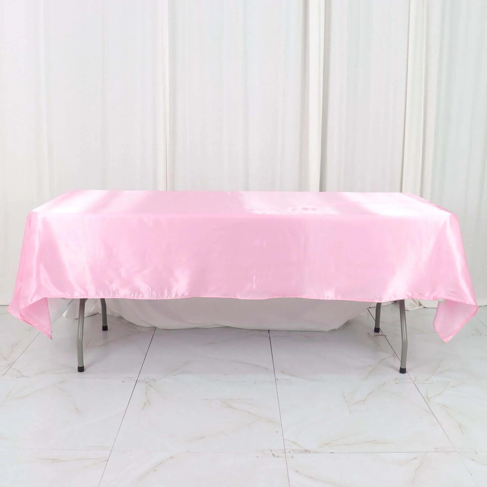 Satin Rectangular Tablecloth 60"x102" Pink - Wrinkle-Resistant & Durable Table Cover - Image 7