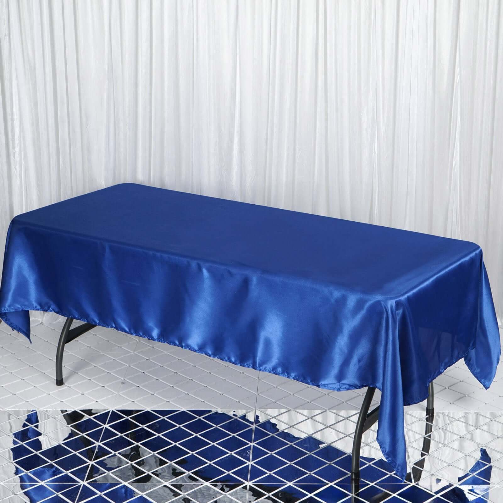 Satin Rectangular Tablecloth 60"x102" Royal Blue - Wrinkle-Resistant & Durable Table Cover