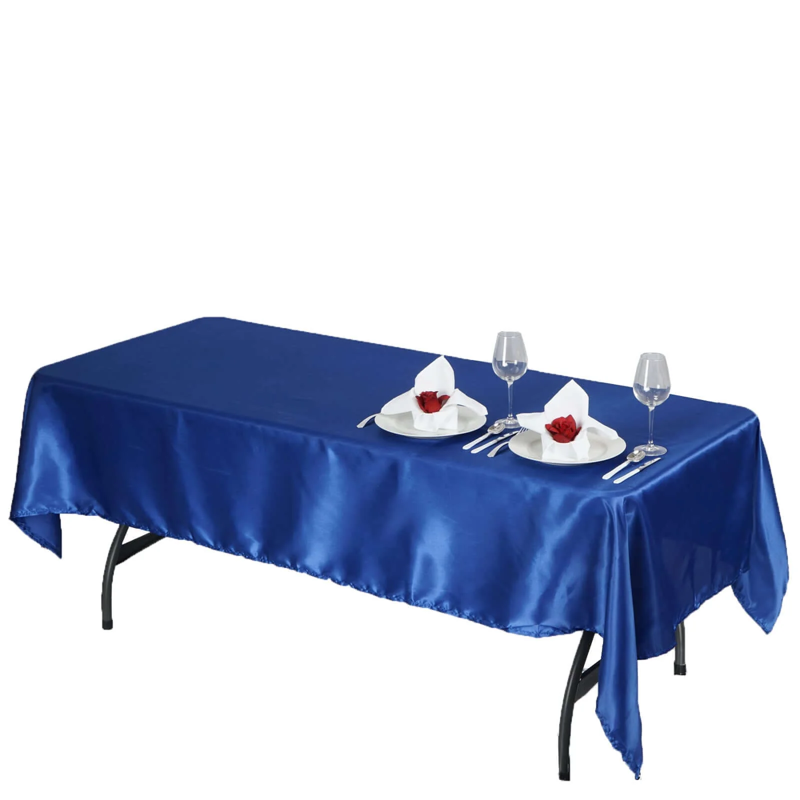 Satin Rectangular Tablecloth 60"x102" Royal Blue - Wrinkle-Resistant & Durable Table Cover - Image 6