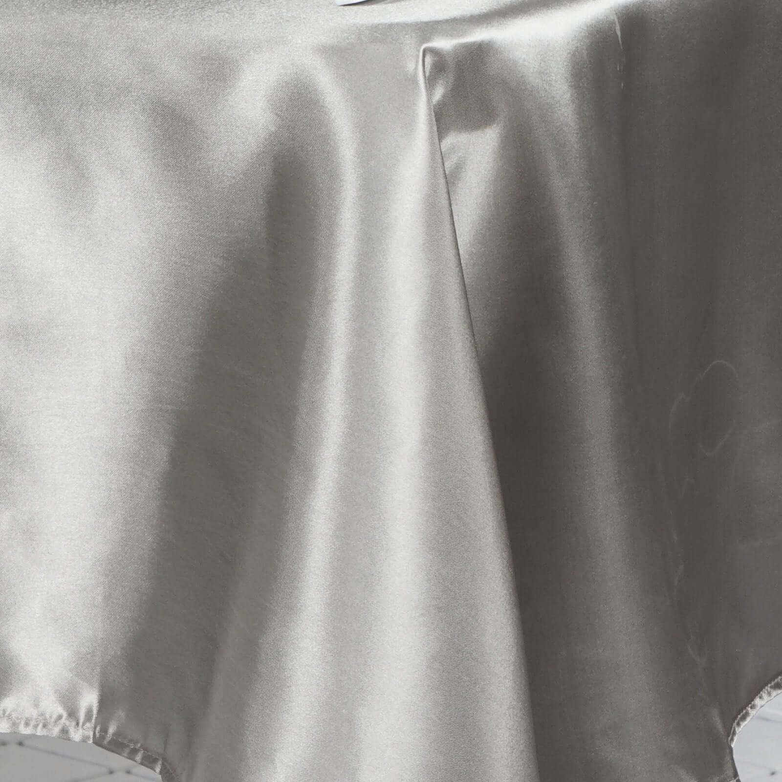 Satin Rectangular Tablecloth 60"x102" Silver - Wrinkle-Resistant & Durable Table Cover - Image 3