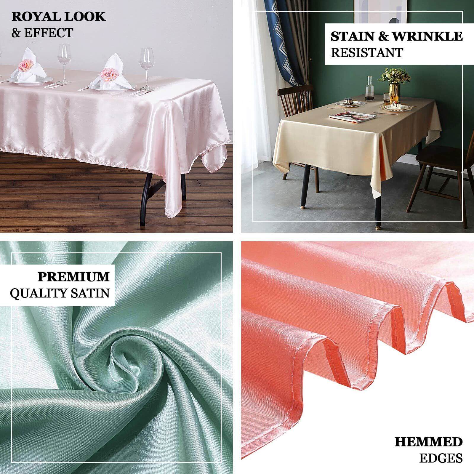 Satin Rectangular Tablecloth 60"x102" Silver - Wrinkle-Resistant & Durable Table Cover - Image 4