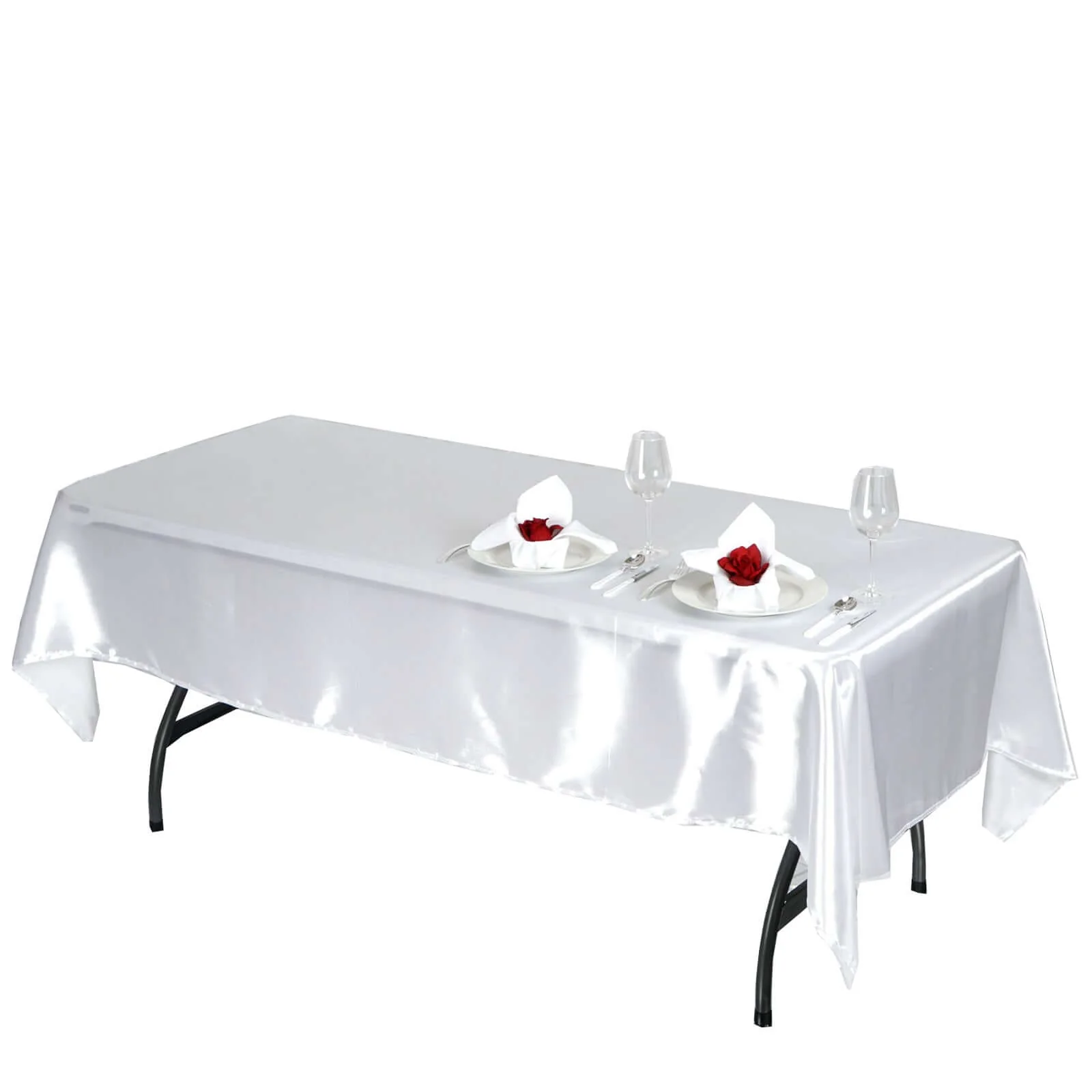 Satin Rectangular Tablecloth 60"x102" White - Wrinkle-Resistant and Durable Table Cover for Exquisite Weddings & Events - Image 6