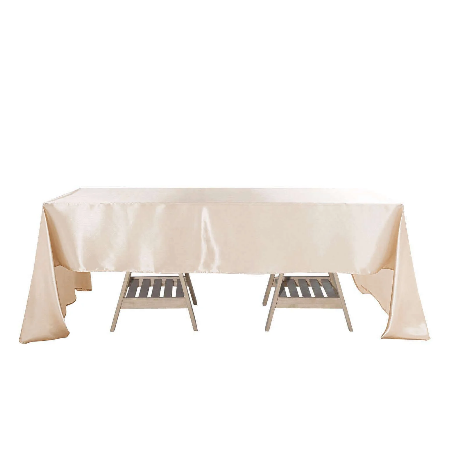 Satin Rectangular Tablecloth 60"x126" Beige - Wrinkle-Resistant & Durable Table Cover - Image 6