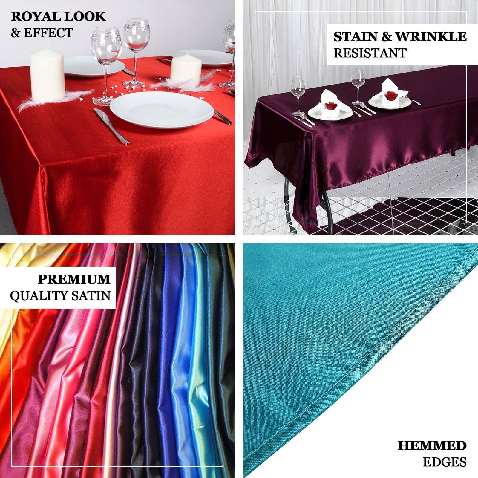 Satin Rectangular Tablecloth 60"x126" Burgundy - Wrinkle-Resistant & Durable Table Cover - Image 4