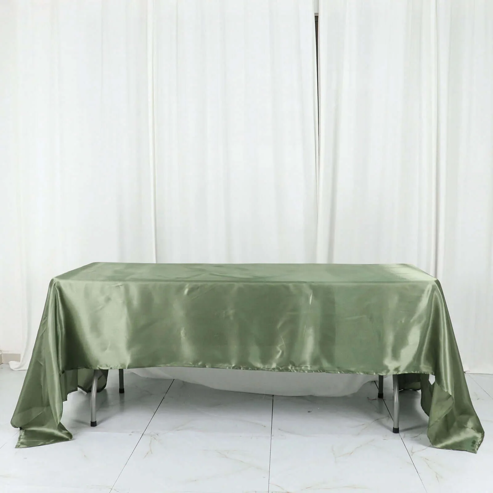 Satin Rectangular Tablecloth 60"x126" Dusty Sage Green - Wrinkle-Resistant & Durable Table Cover