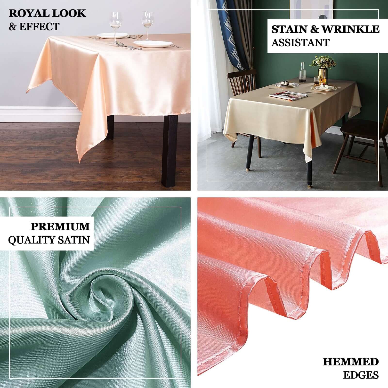 Satin Rectangular Tablecloth 60"x126" Dusty Sage Green - Wrinkle-Resistant & Durable Table Cover - Image 4