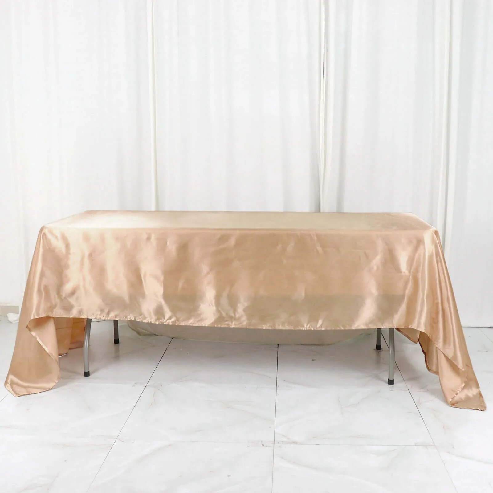 Satin Rectangular Tablecloth 60"x126" Nude - Wrinkle-Resistant & Durable Table Cover