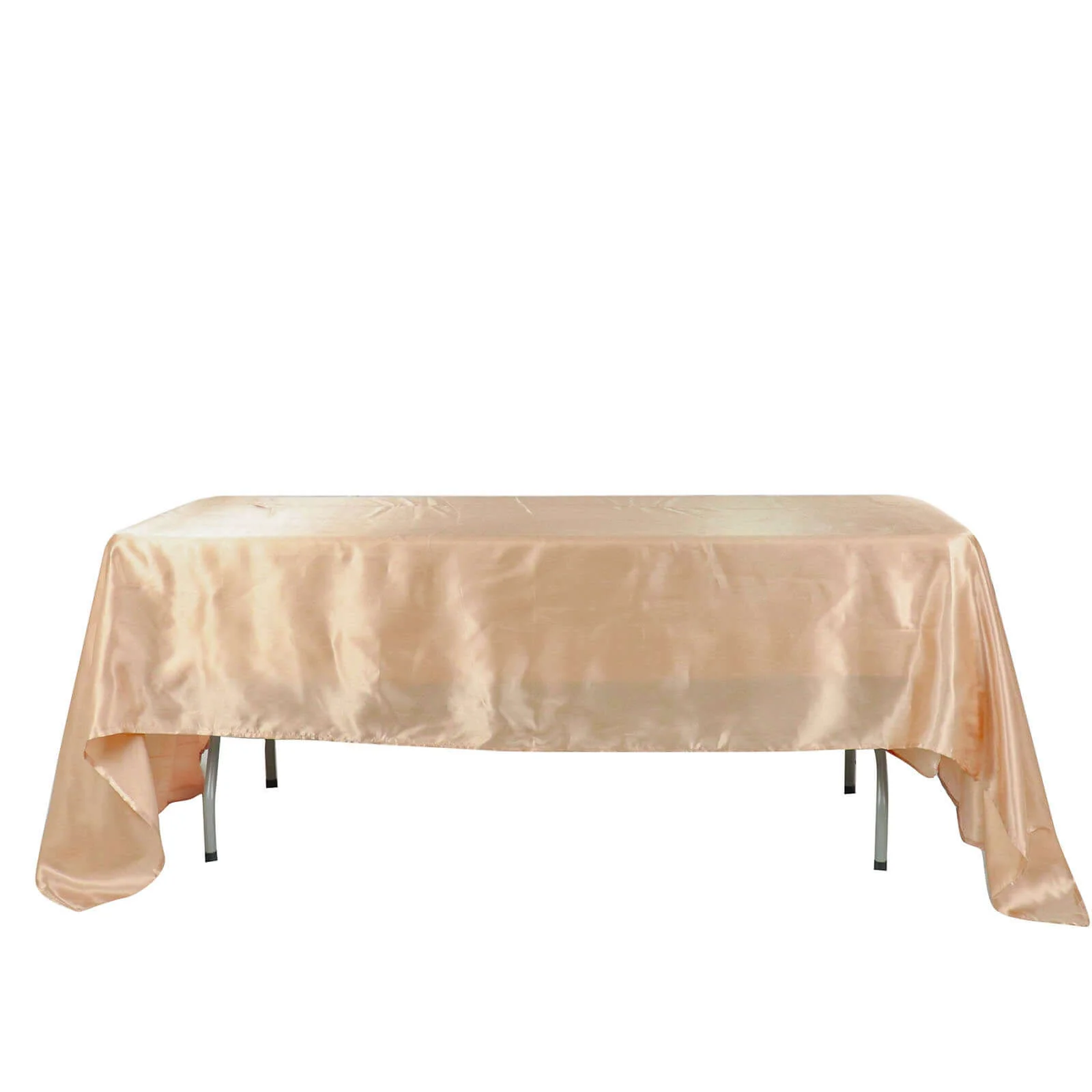 Satin Rectangular Tablecloth 60"x126" Nude - Wrinkle-Resistant & Durable Table Cover - Image 6