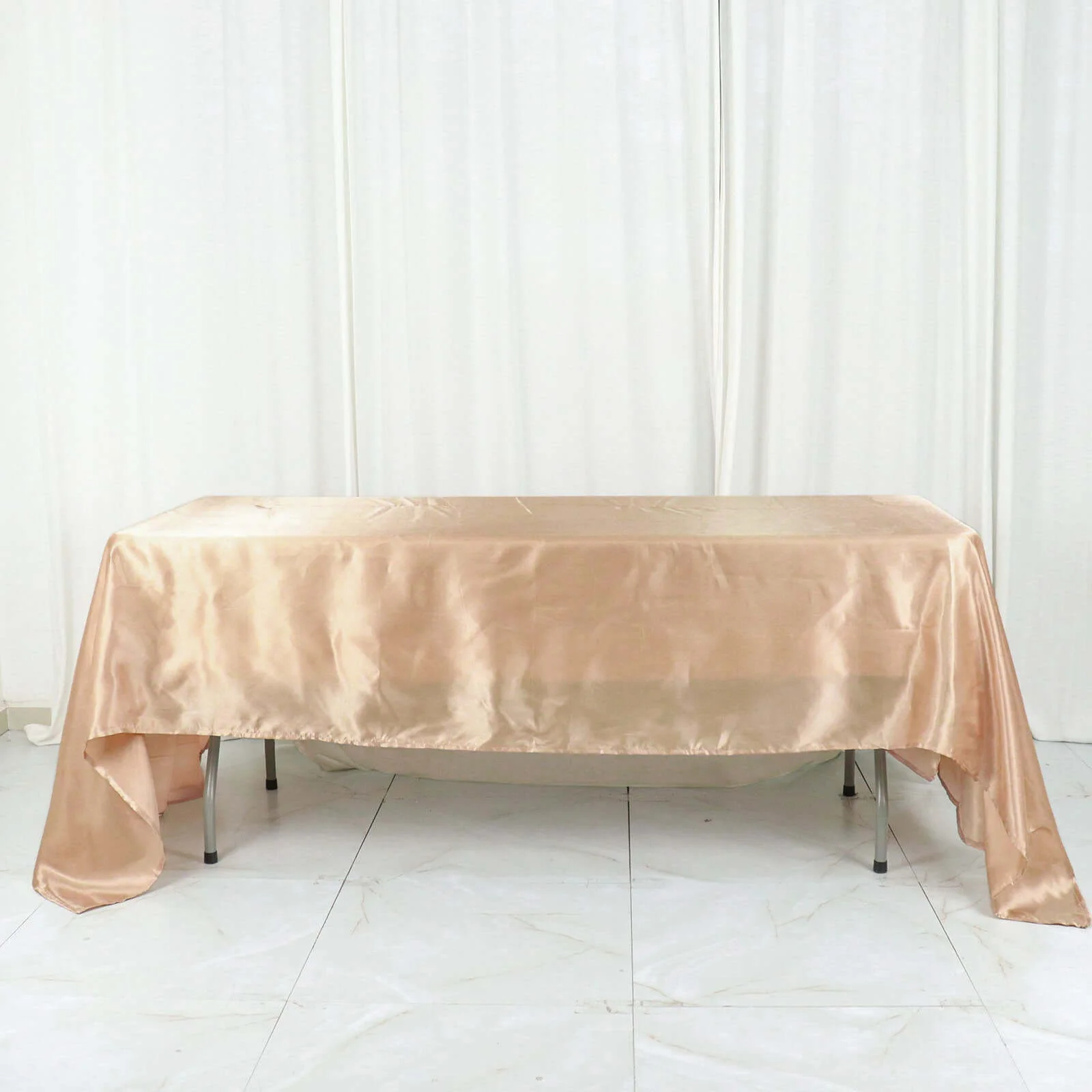 Satin Rectangular Tablecloth 60"x126" Nude - Wrinkle-Resistant & Durable Table Cover - Image 7