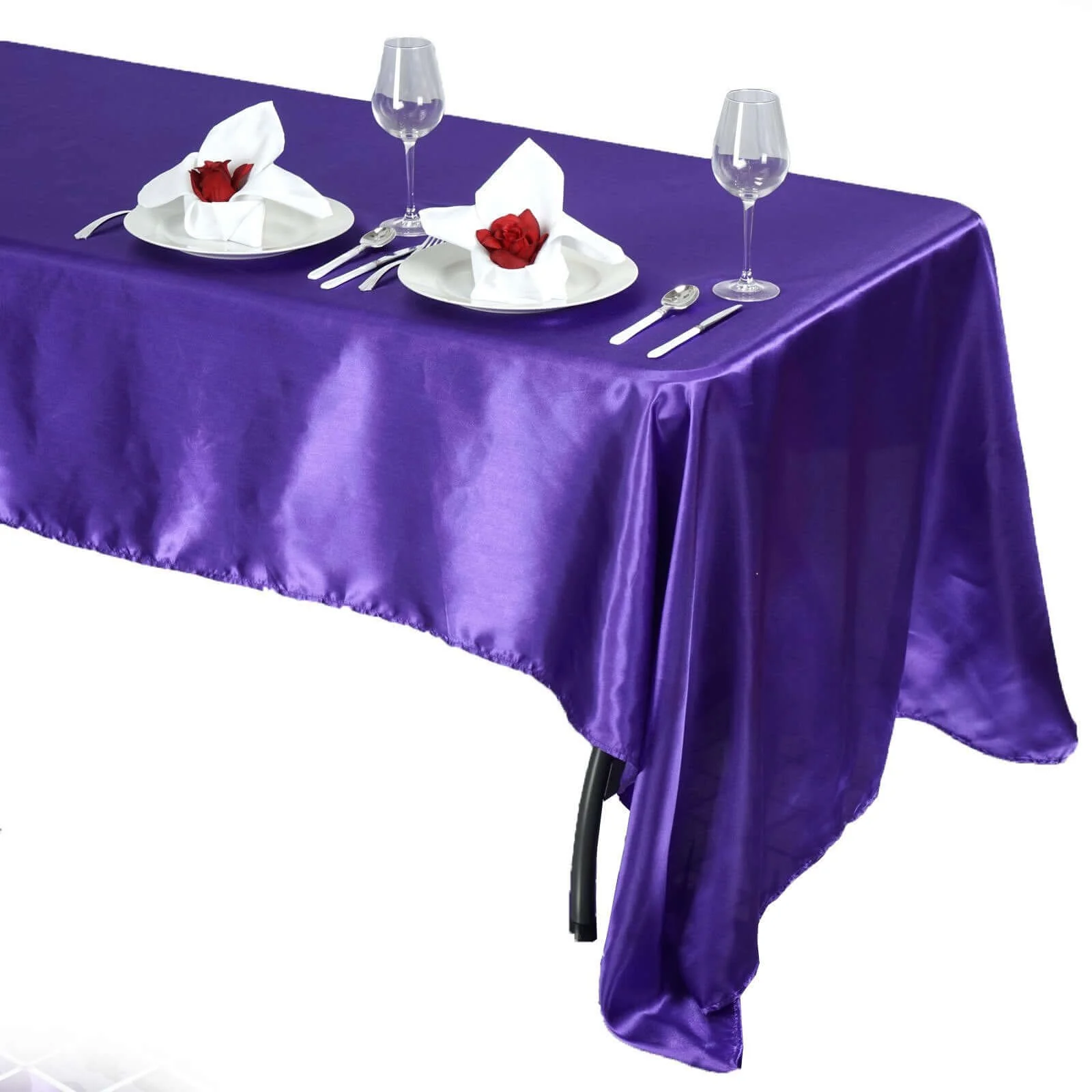 Satin Rectangular Tablecloth 60"x126" Purple - Wrinkle-Resistant & Durable Table Cover - Image 5