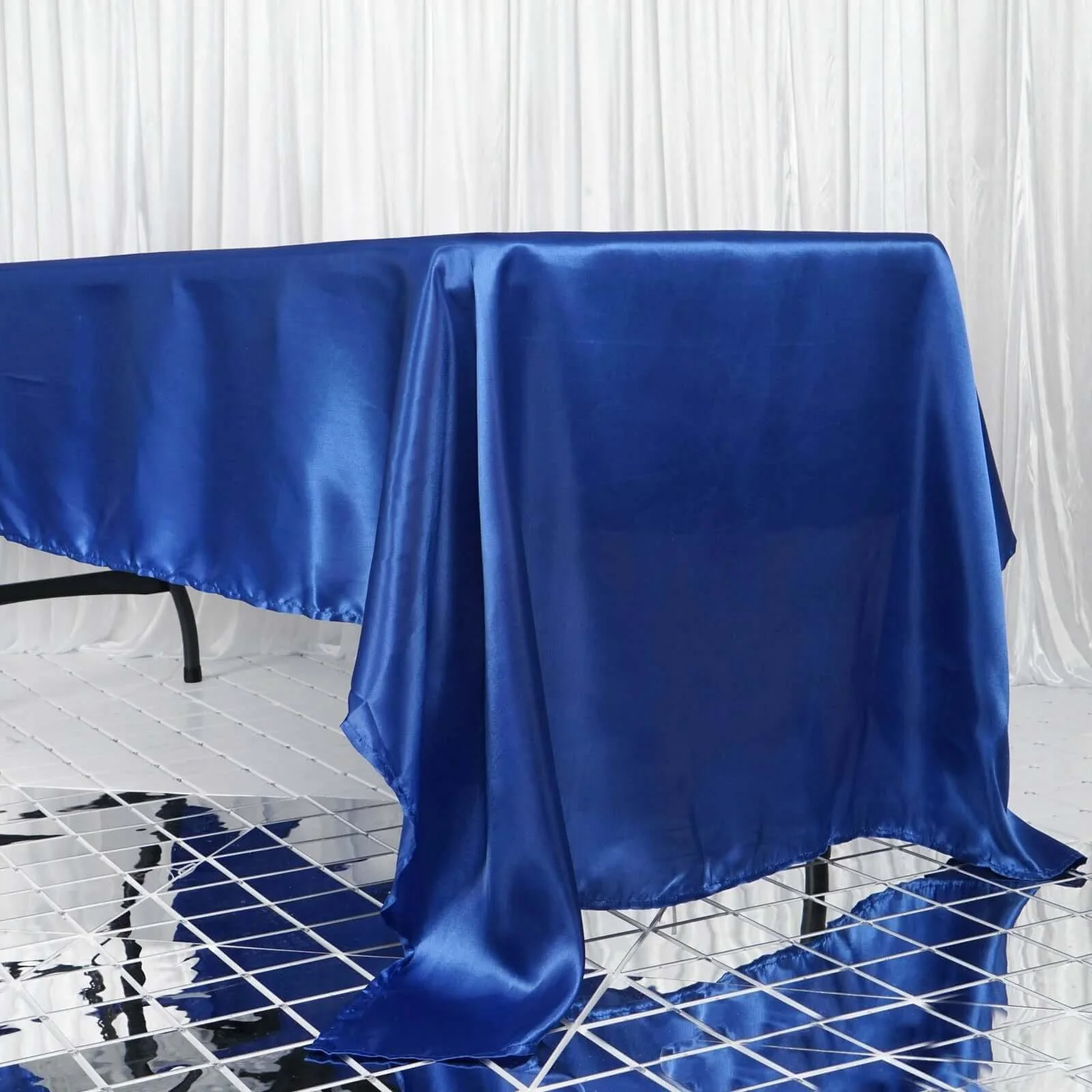 Satin Rectangular Tablecloth 60"x126" Royal Blue - Wrinkle-Resistant & Durable Table Cover