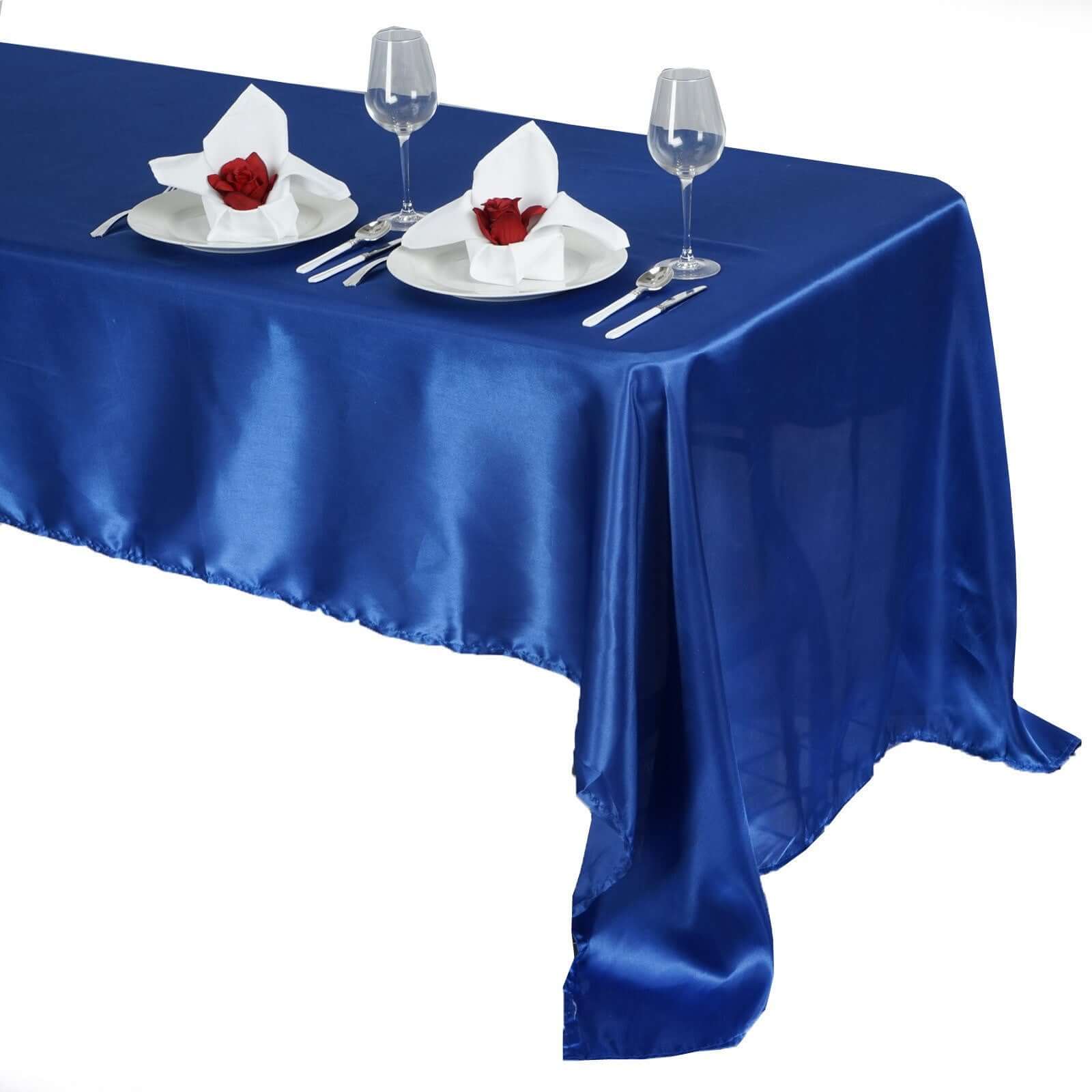Satin Rectangular Tablecloth 60"x126" Royal Blue - Wrinkle-Resistant & Durable Table Cover - Image 6