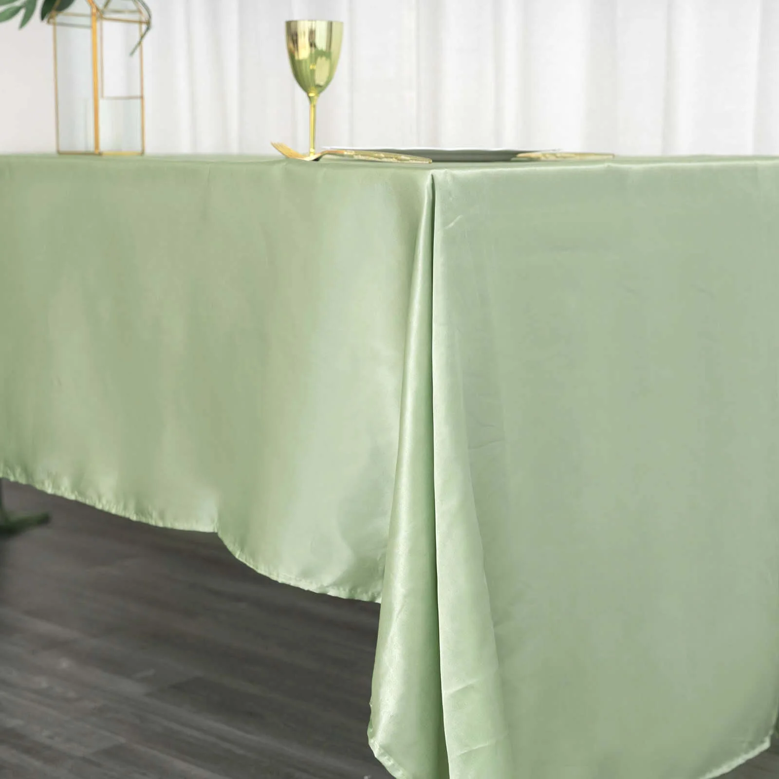 Satin Rectangular Tablecloth 60"x126" Sage Green - Wrinkle-Resistant & Durable Table Cover - Image 7