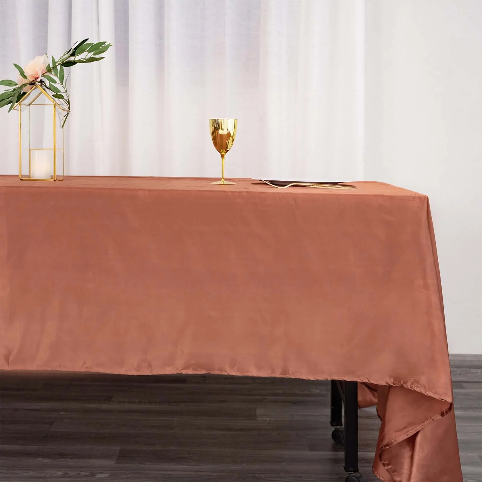 Satin Rectangular Tablecloth 60"x126" Terracotta (Rust) - Wrinkle-Resistant & Durable Table Cover - Image 2
