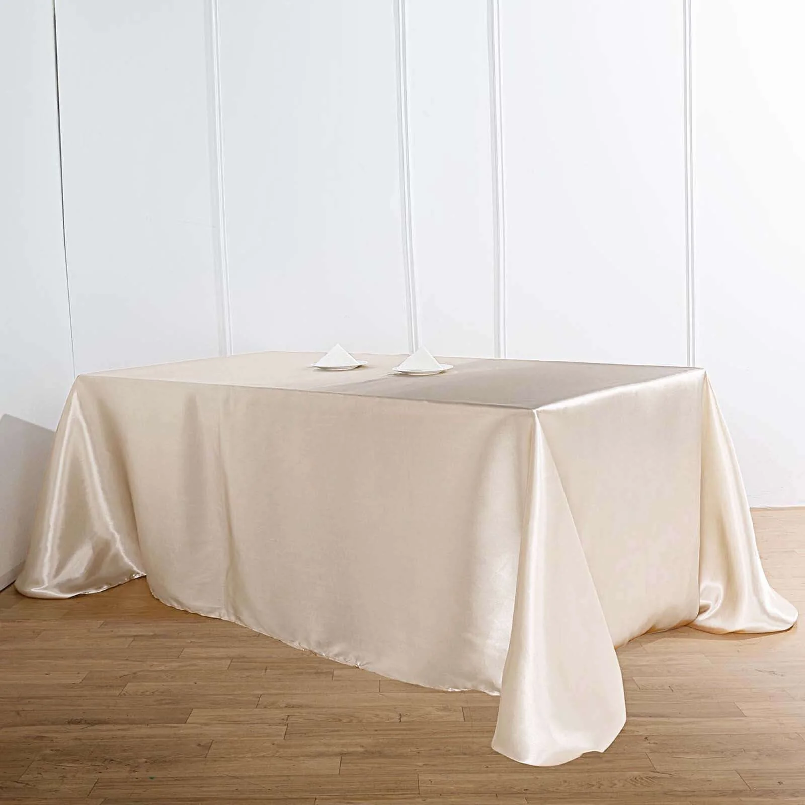 Satin Rectangular Tablecloth 90"x132" Beige - Seamless Table Cover - Image 3