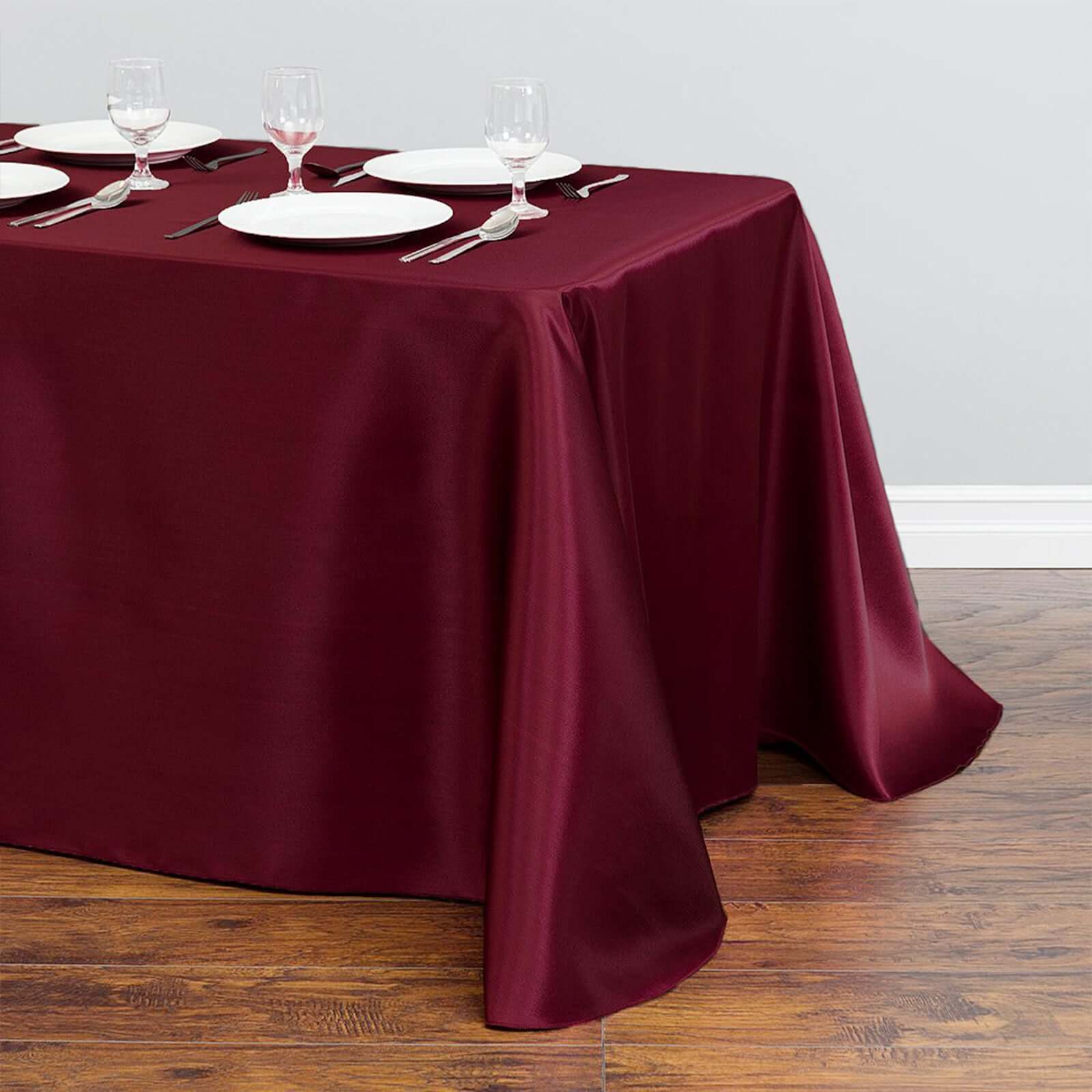 Satin Rectangular Tablecloth 90"x132" Burgundy - Seamless Table Cover - Image 3