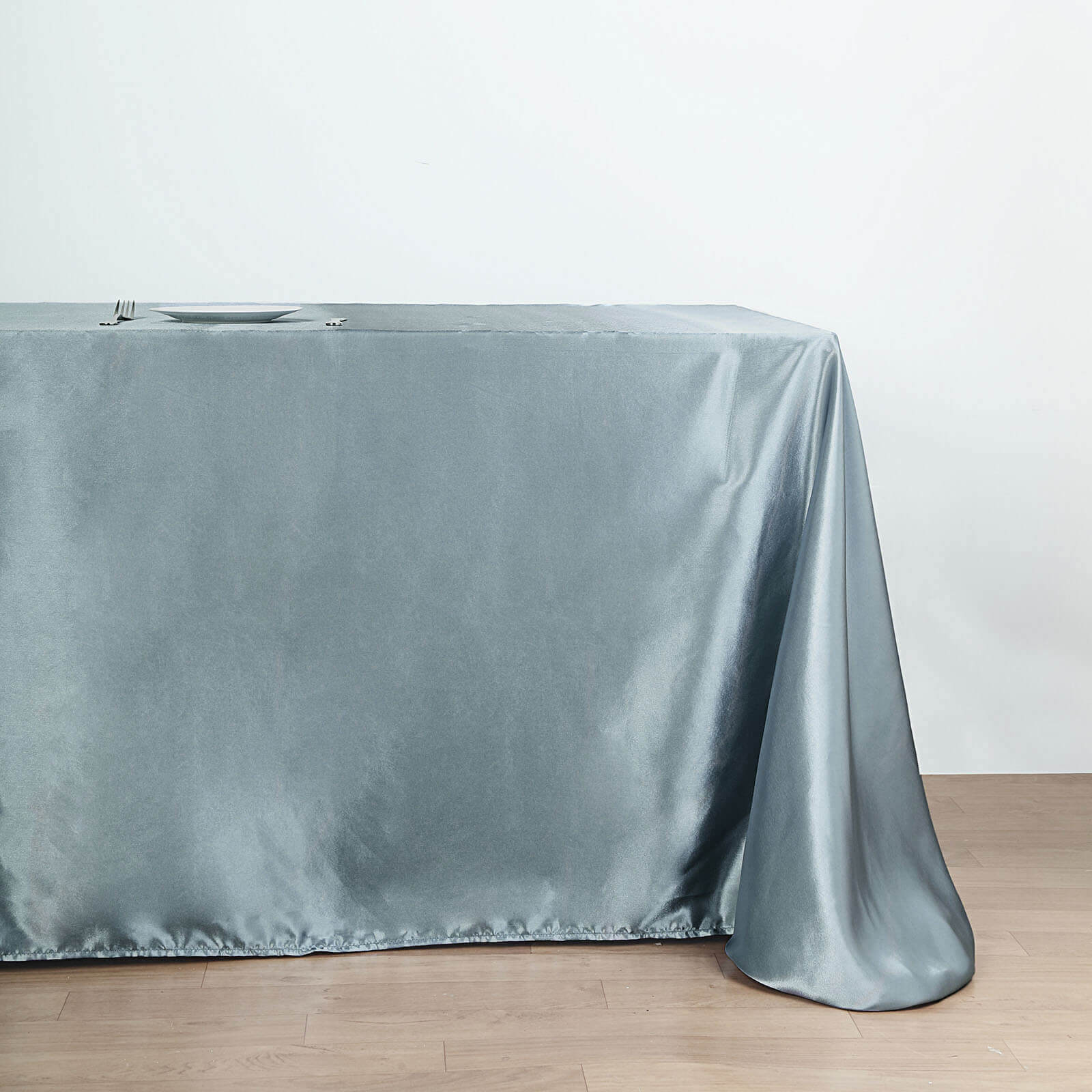 Satin Rectangular Tablecloth 90"x132" Dusty Blue - Seamless Table Cover - Image 6