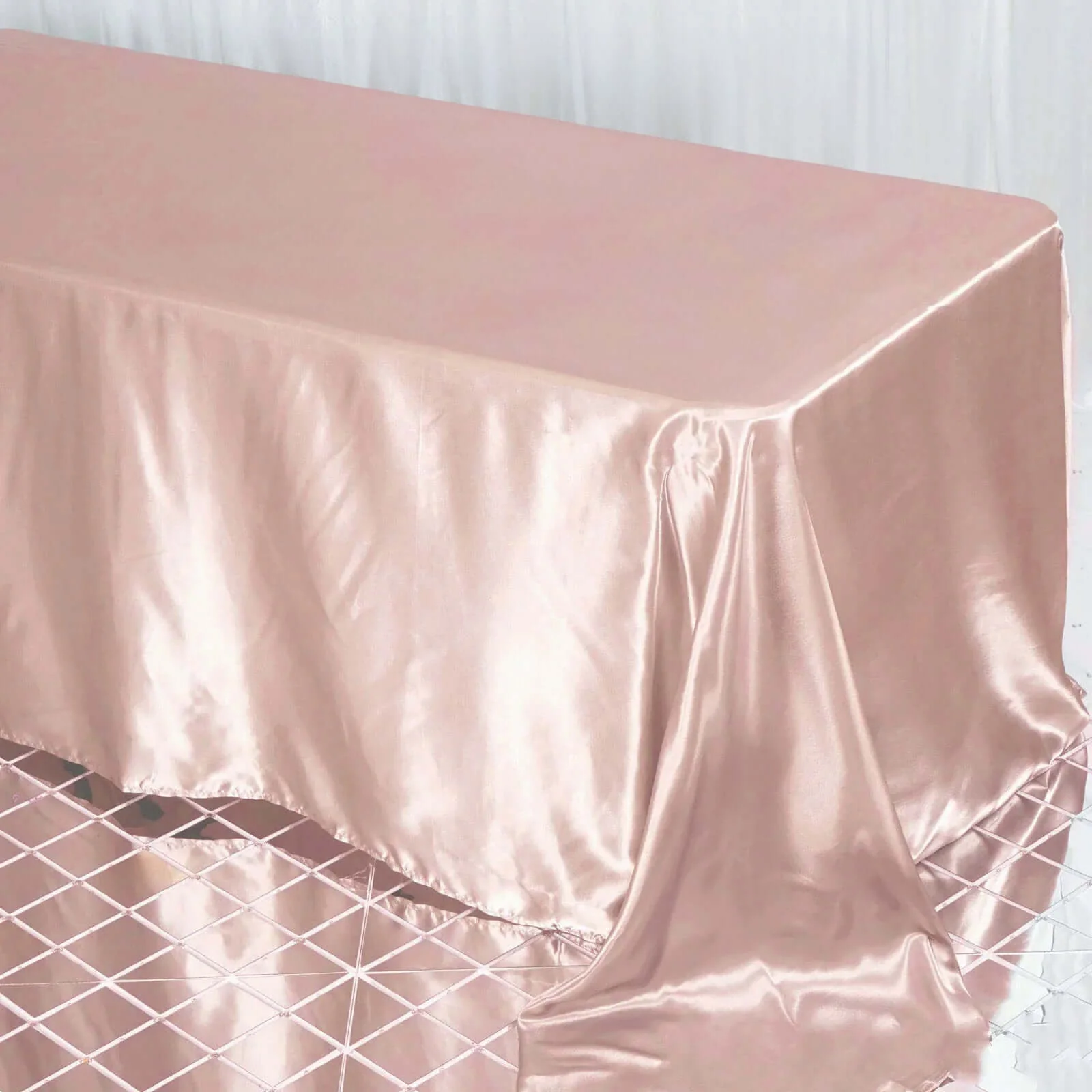 Satin Rectangular Tablecloth 90"x132" Dusty Rose - Seamless Table Cover