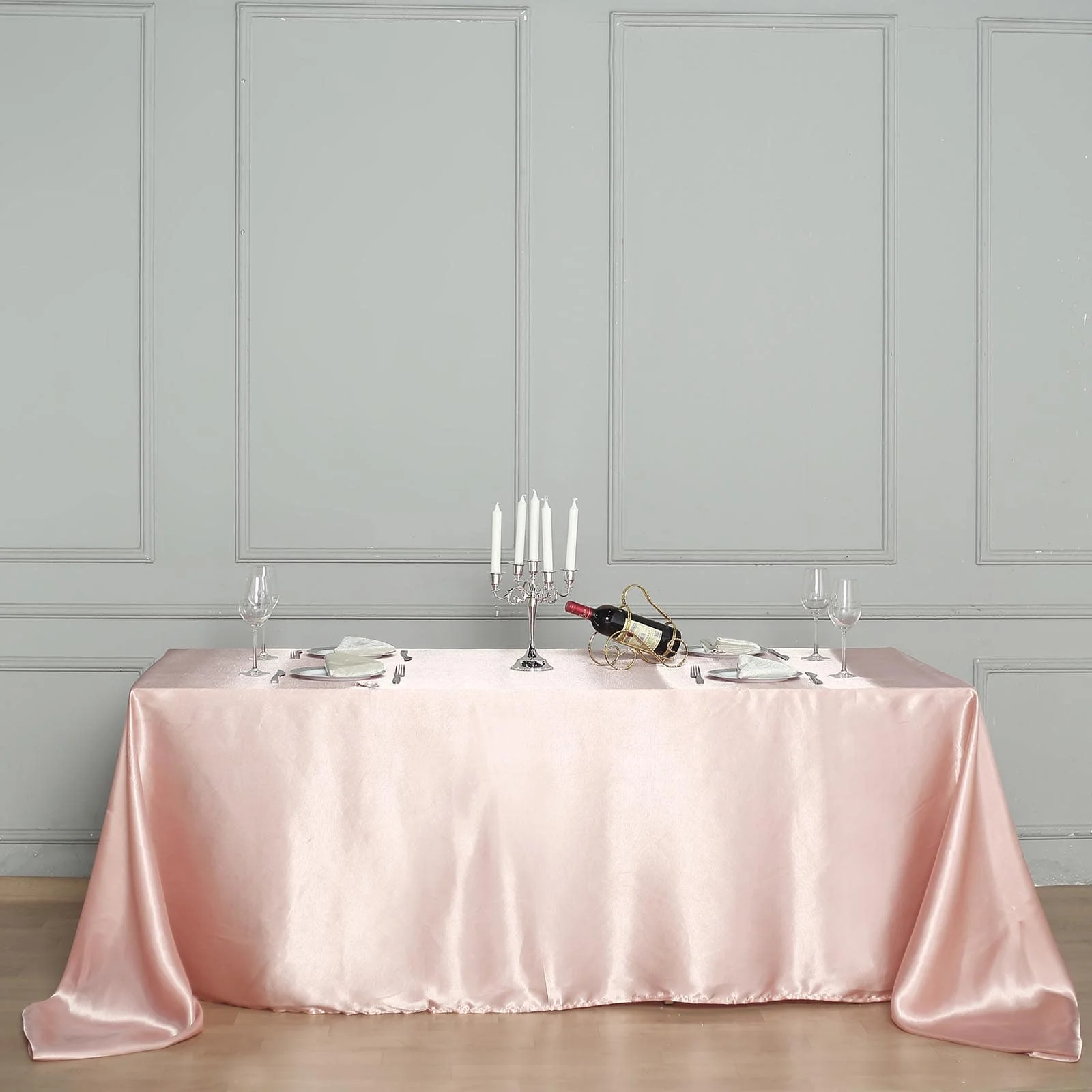Satin Rectangular Tablecloth 90"x132" Dusty Rose - Seamless Table Cover - Image 7