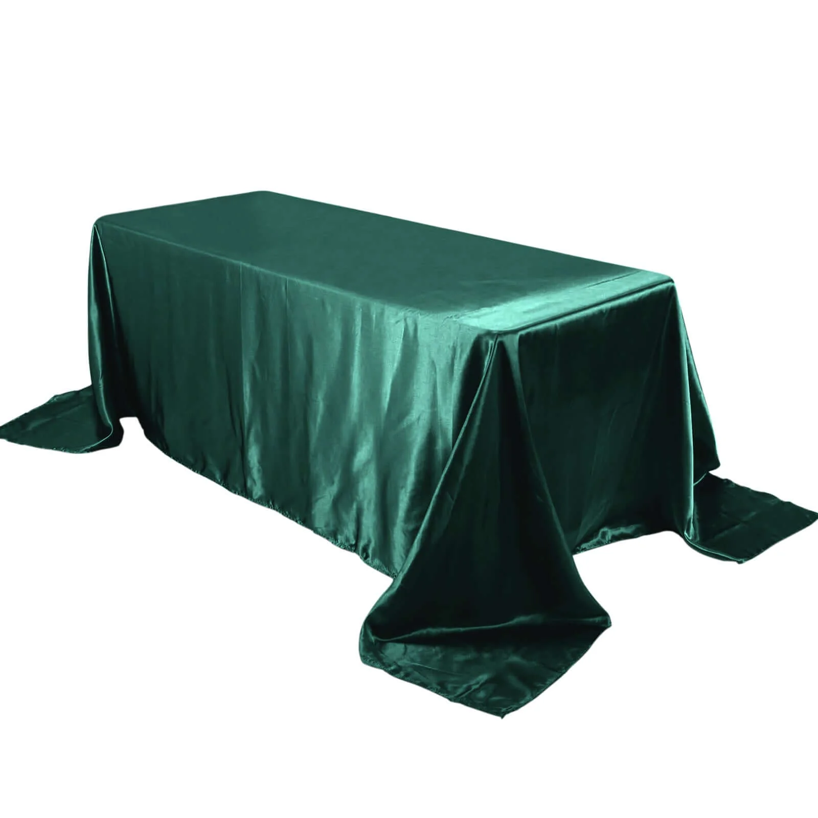 Satin Rectangular Tablecloth 90"x132" Hunter Emerald Green - Seamless Table Cover - Image 6