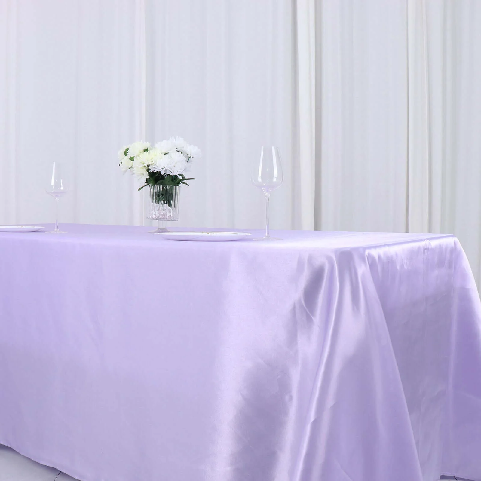 Satin Rectangular Tablecloth 90"x132" Lavender Lilac - Seamless Table Cover - Image 13