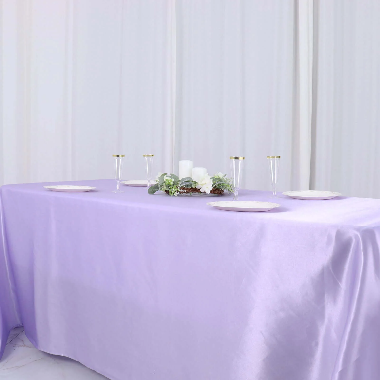 Satin Rectangular Tablecloth 90"x132" Lavender Lilac - Seamless Table Cover - Image 16