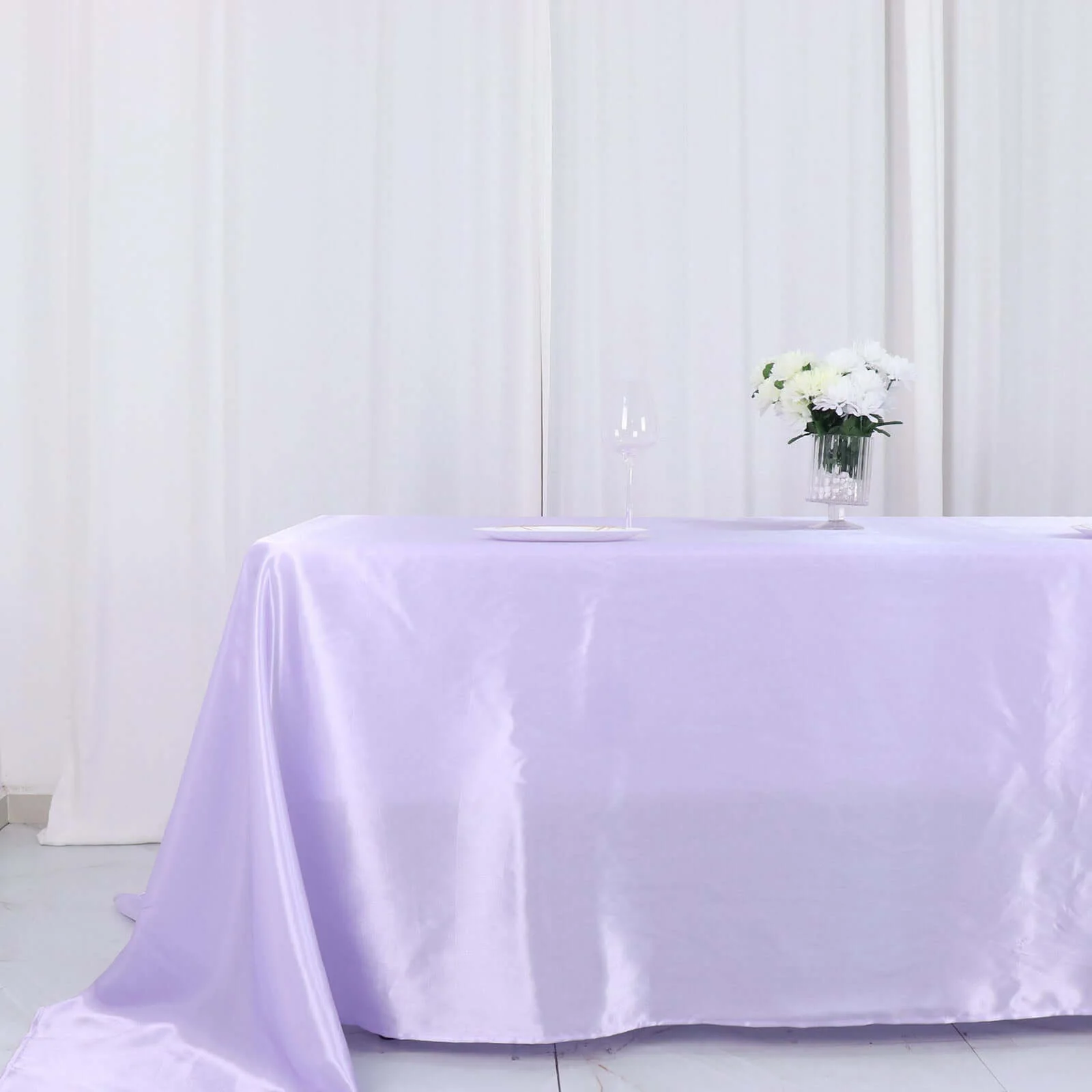 Satin Rectangular Tablecloth 90"x132" Lavender Lilac - Seamless Table Cover - Image 2