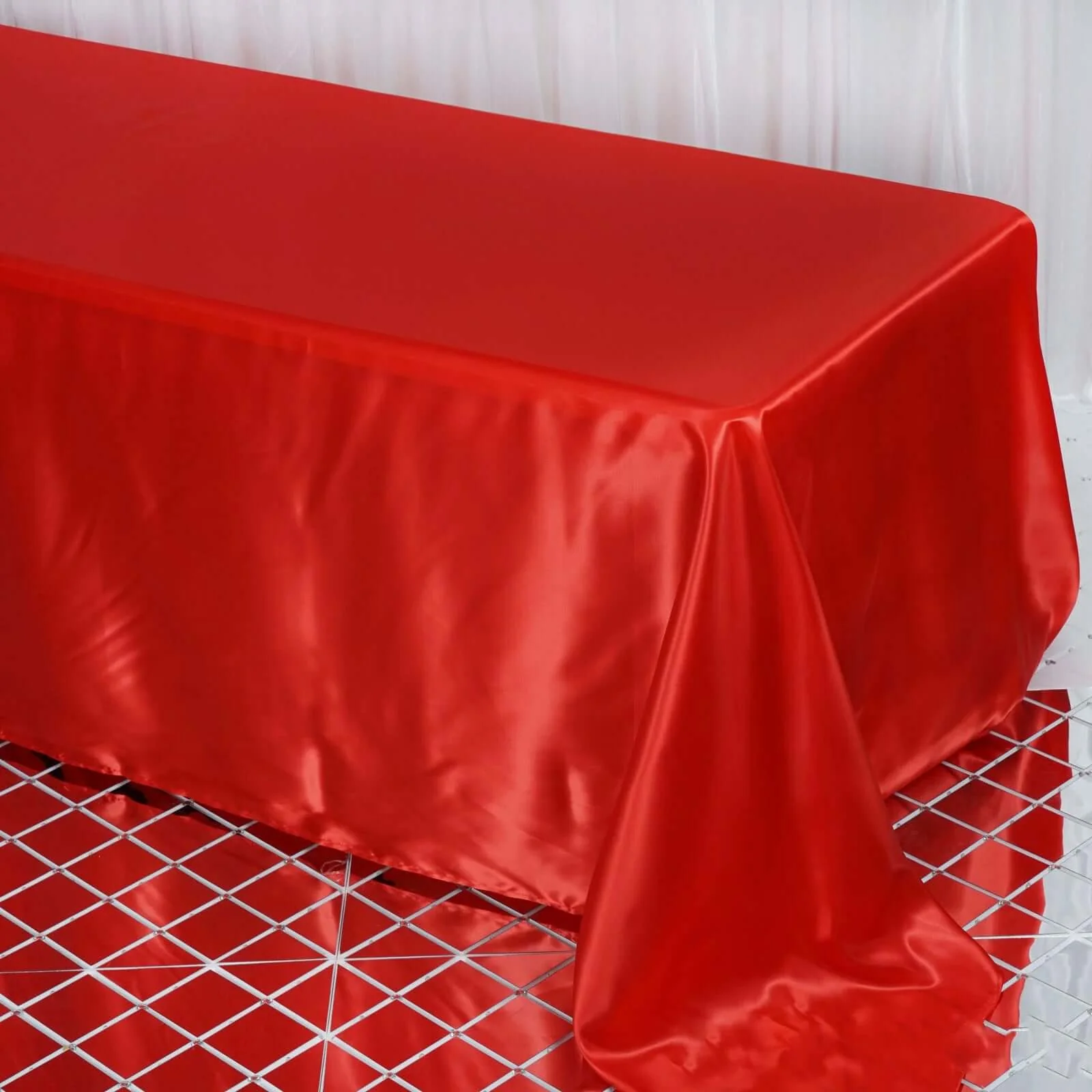 Satin Rectangular Tablecloth 90"x132" Red - Seamless Table Cover