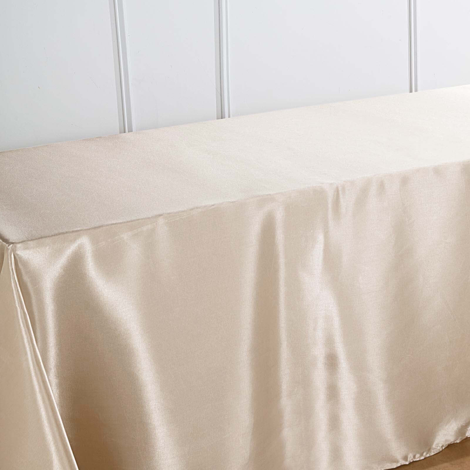 Satin Rectangular Tablecloth 90"x156" Beige - Seamless Table Cover - Image 6