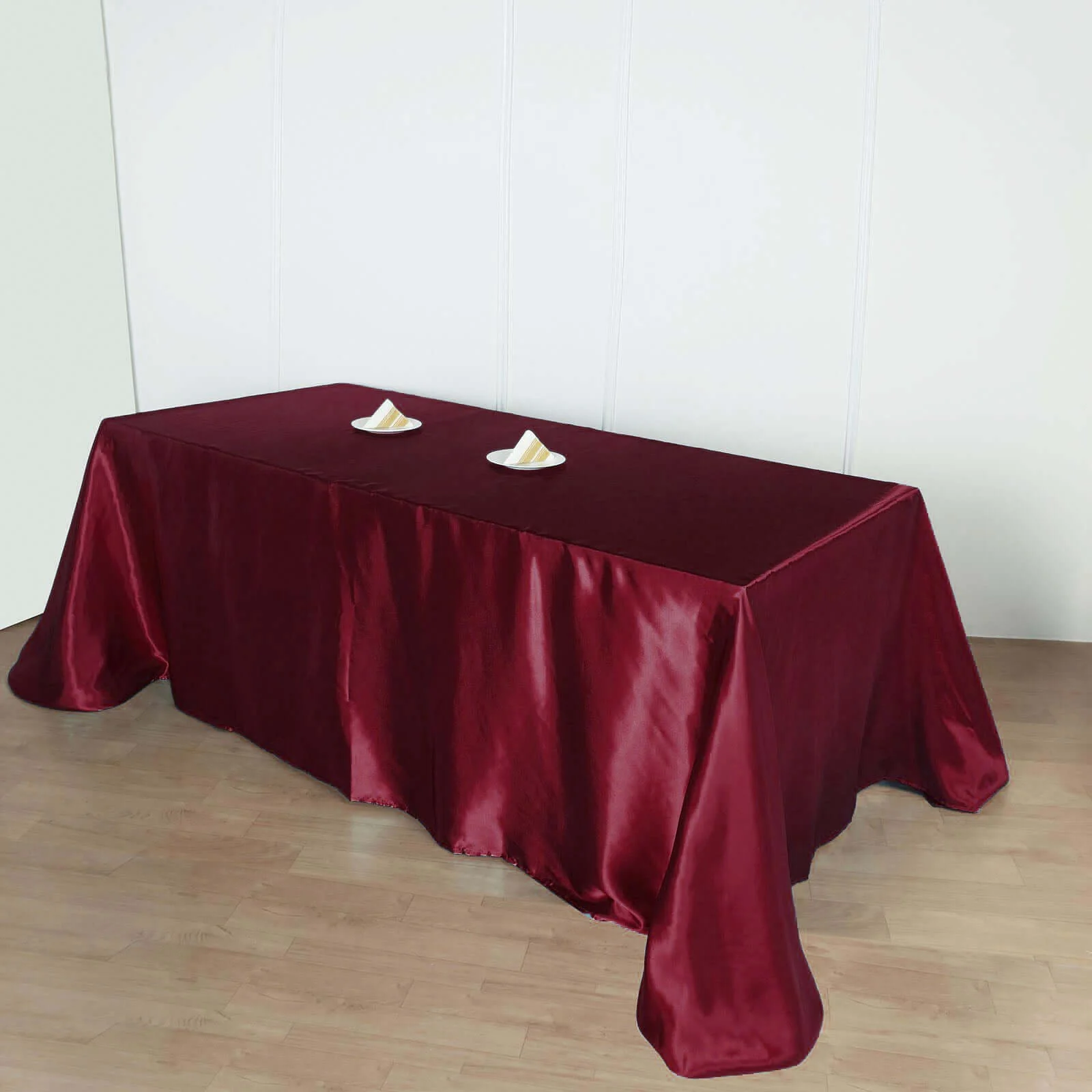 Satin Rectangular Tablecloth 90"x156" Burgundy - Seamless Table Cover - Image 5
