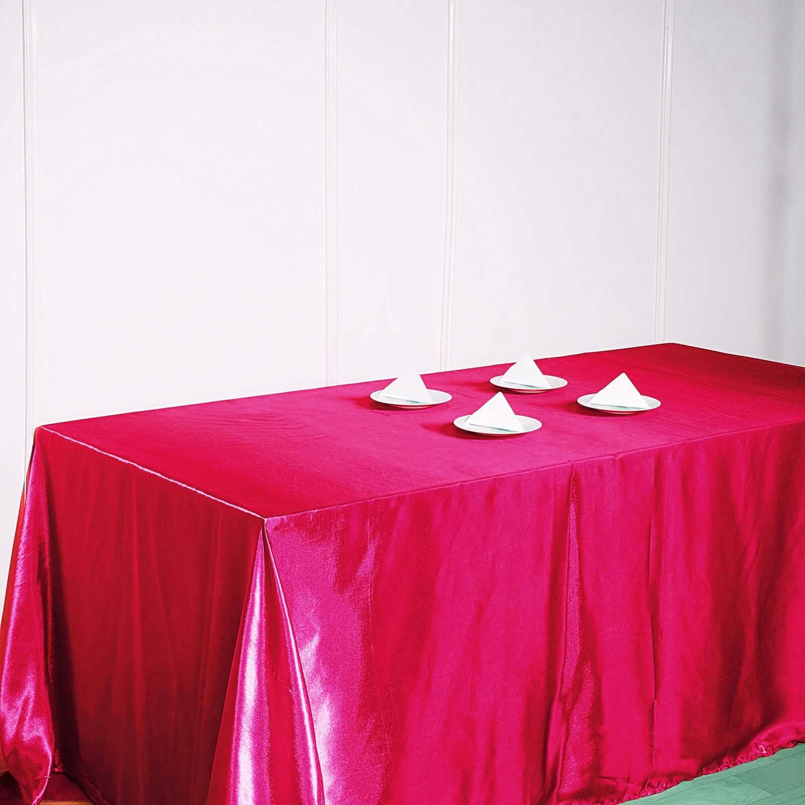 Satin Rectangular Tablecloth 90"x156" Fuchsia - Seamless Table Cover - Image 2