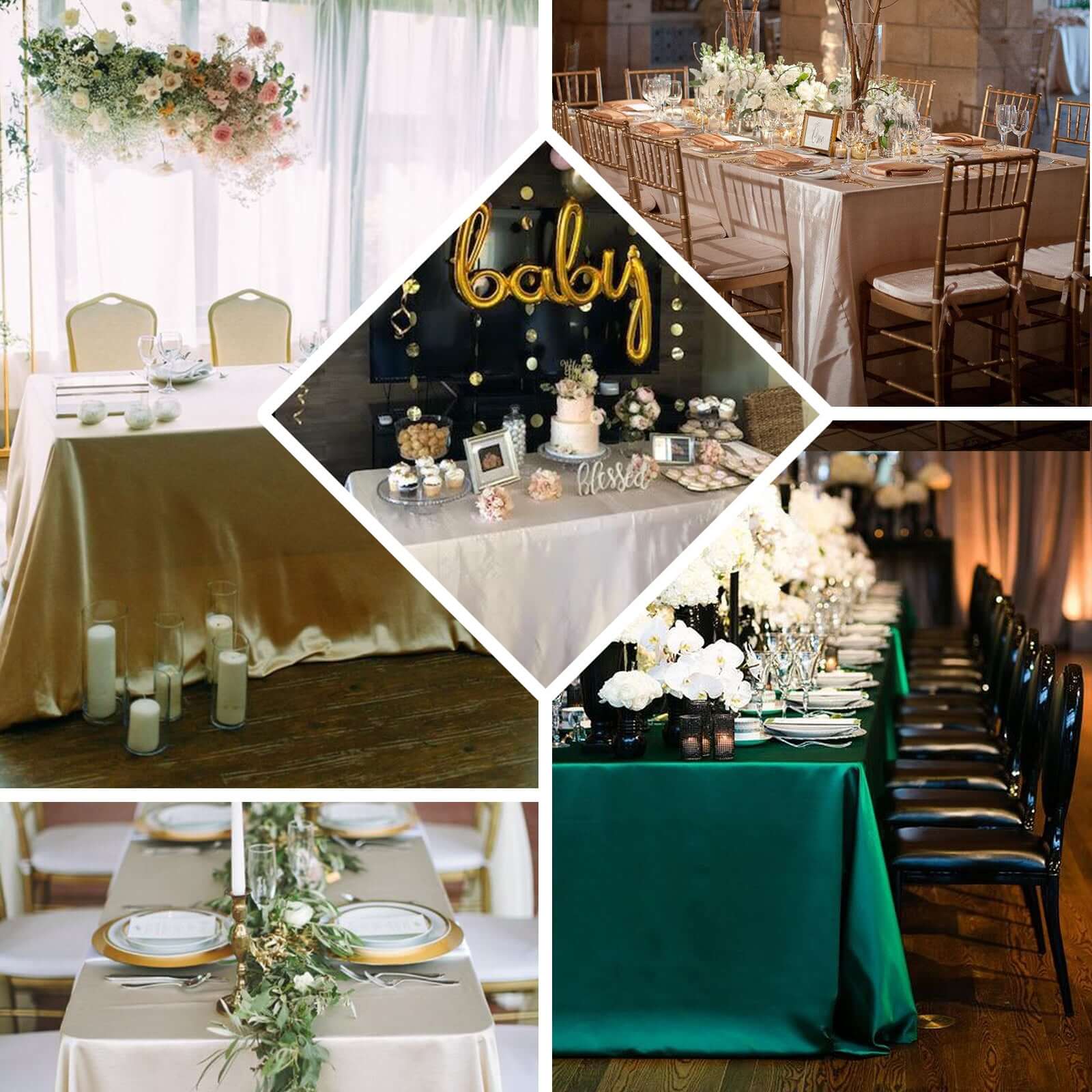 Satin Rectangular Tablecloth 90"x156" Gold - Seamless Sophisticated Table Cover for Weddings & Events - Image 4