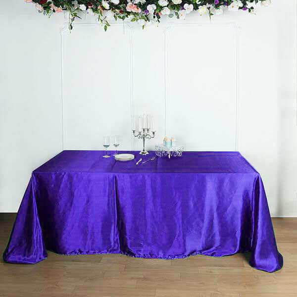 Satin Rectangular Tablecloth 90"x156" Purple - Seamless Table Cover - Image 2