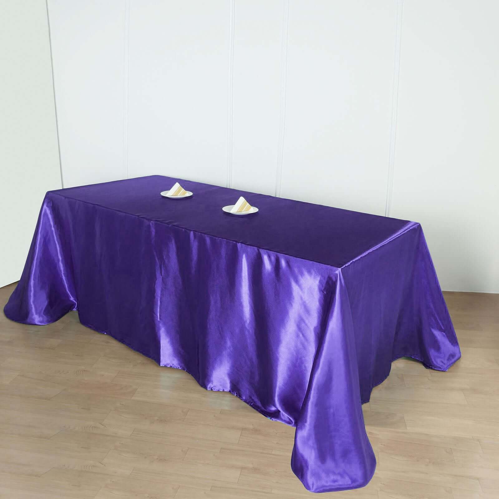 Satin Rectangular Tablecloth 90"x156" Purple - Seamless Table Cover - Image 6