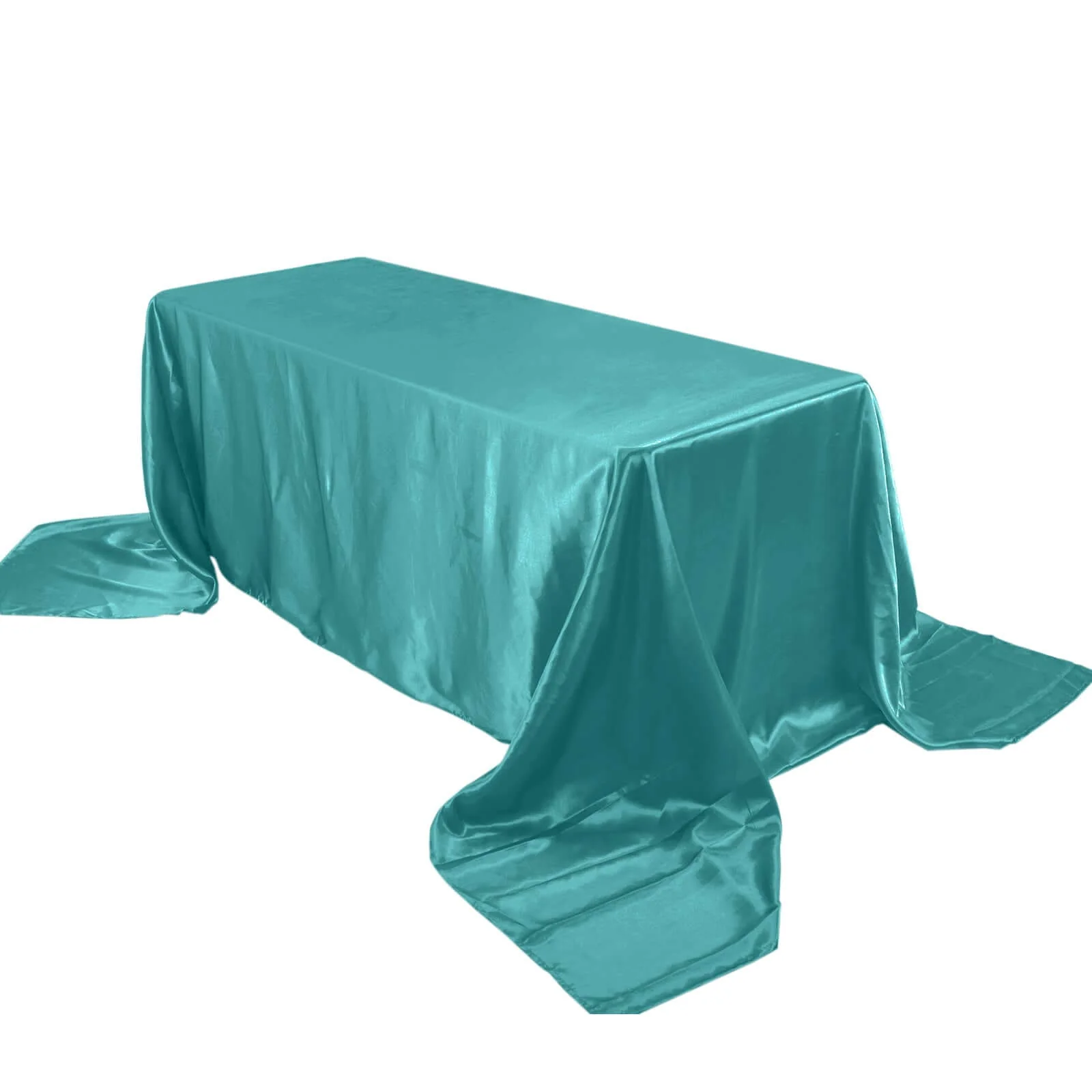 Satin Rectangular Tablecloth 90"x156" Turquoise - Seamless Table Cover - Image 6