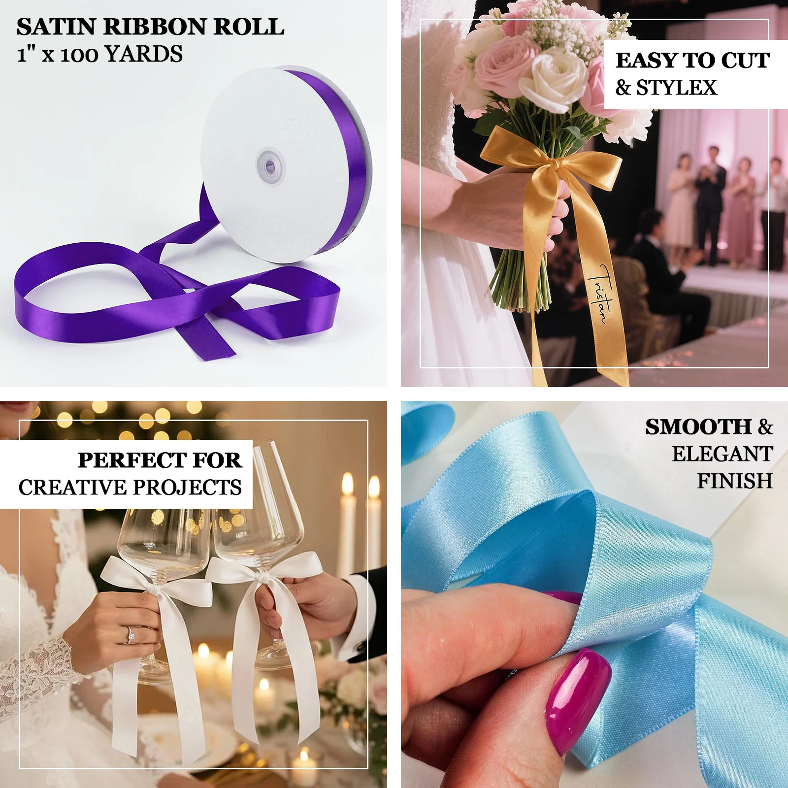 Satin Ribbon Roll 1" x 100 Yards Gold – Single Face Decorative Craft Ribbon - Image 4