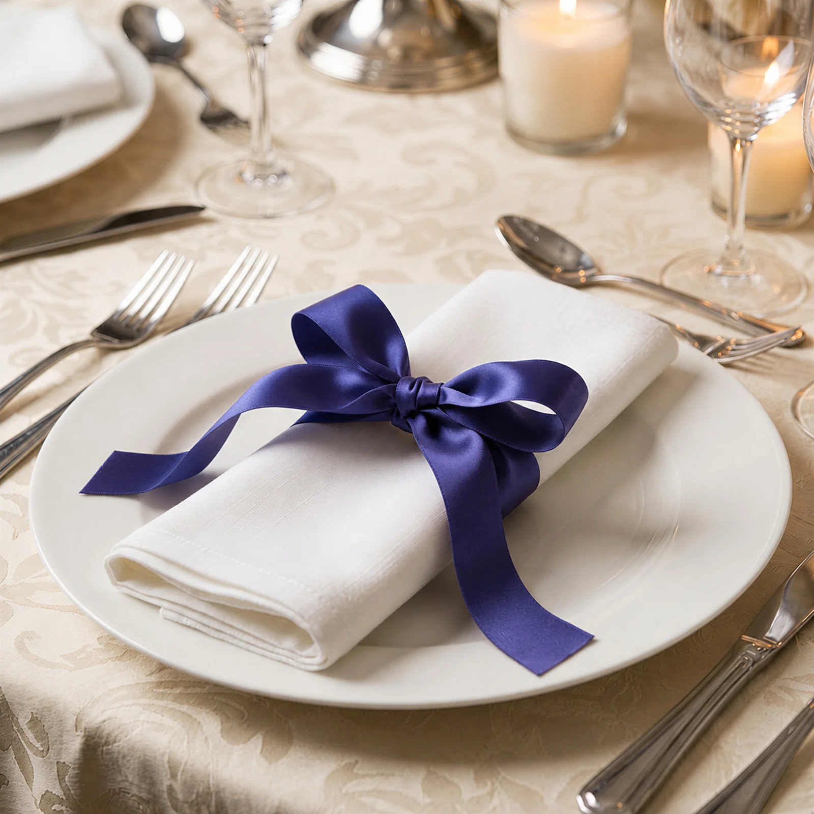 Satin Ribbon Roll 1" x 100 Yards Navy Blue – Single Face Decorative Craft Ribbon - Image 3