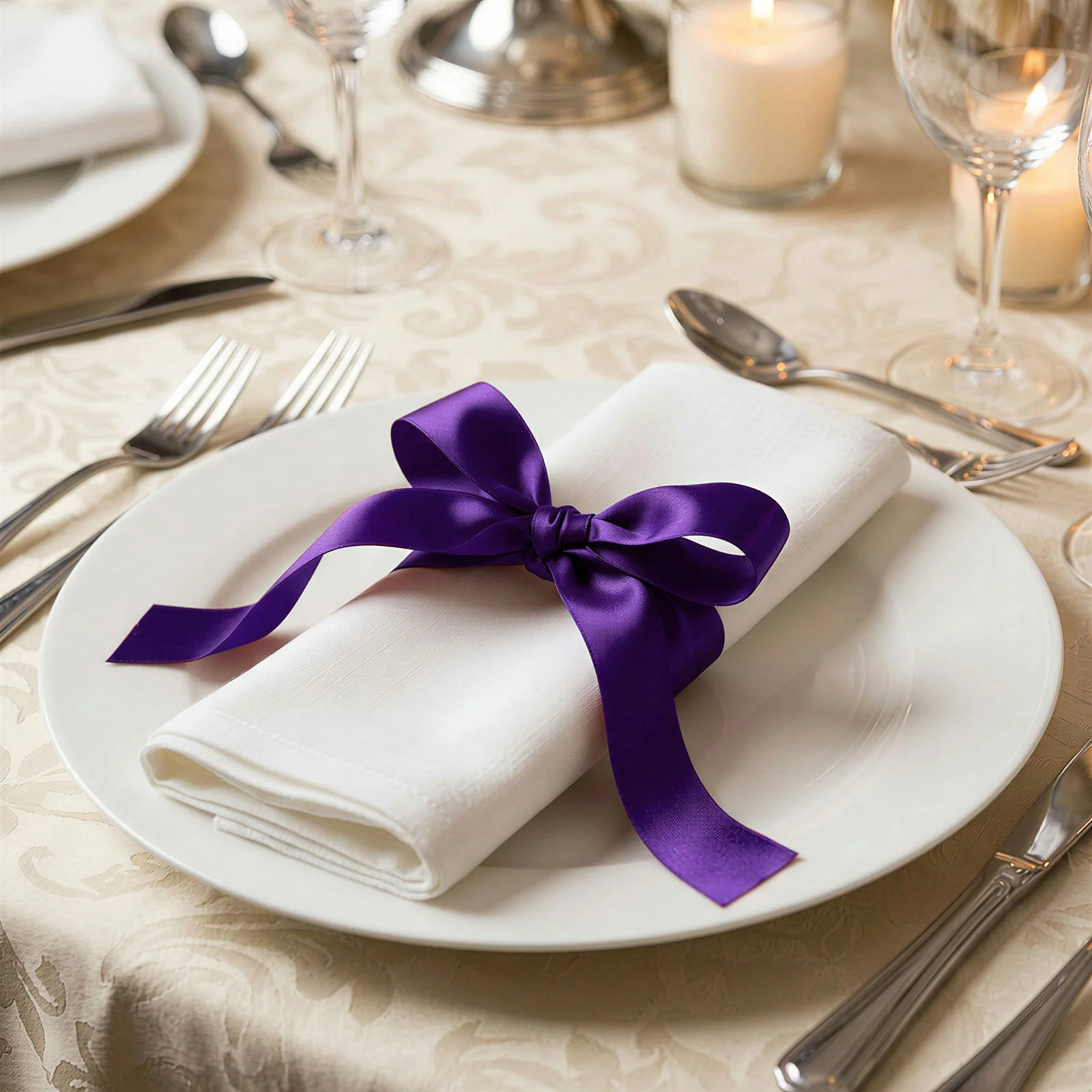 Satin Ribbon Roll 1" x 100 Yards Purple – Single Face Decorative Craft Ribbon